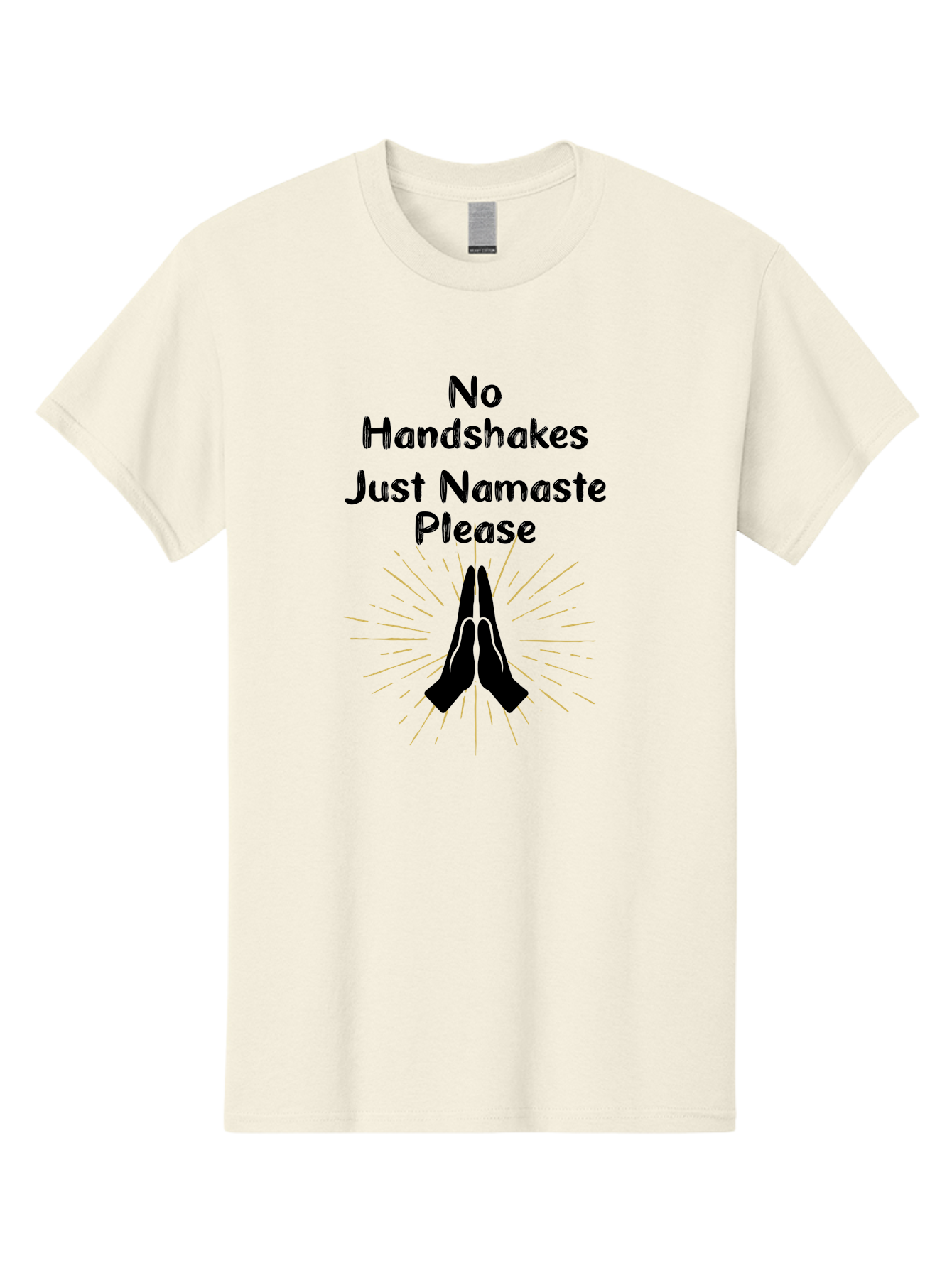 No-Handshakes-Just-Namaste Men'S Graphic Tee, 100% Cotton, Comfortable Casual Summer Wear, Machine Washable, Namaste Greeting, Hands Together, Prayer Pose, Yoga Symbol, Mindfulness, Spiritual Gesture, No Handshakes, Respectful Hello, Aab911 3