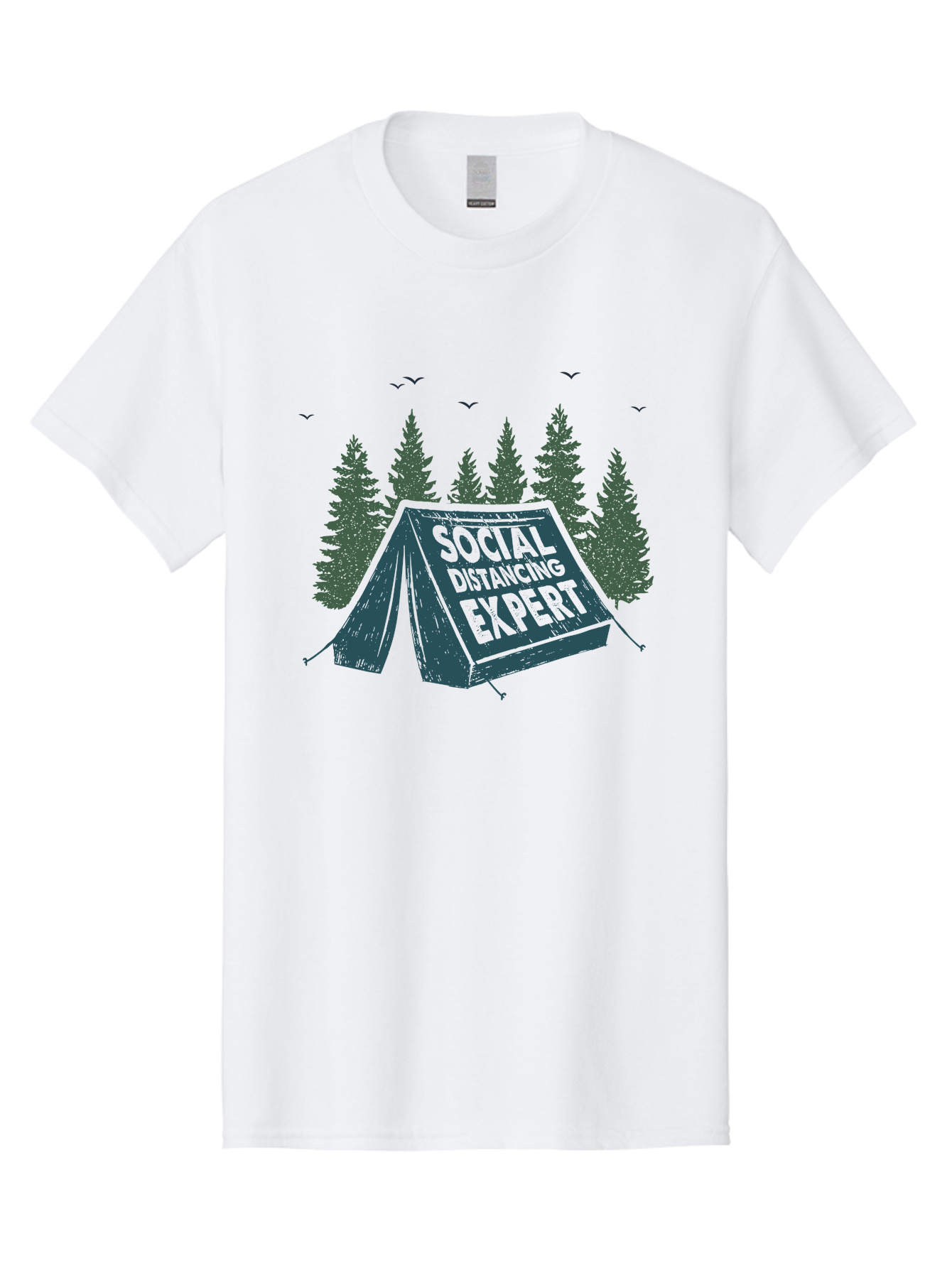 Social-Distancing-Expert-1 Men'S Graphic Tee, 100% Cotton, Comfortable Casual Summer Wear, Machine Washable, Camping Tent, Social Distancing Expert, Wilderness Adventure, Outdoor Recreation, Coronavirus Safety, Camping Humor, Tent Camping, Aab918 5