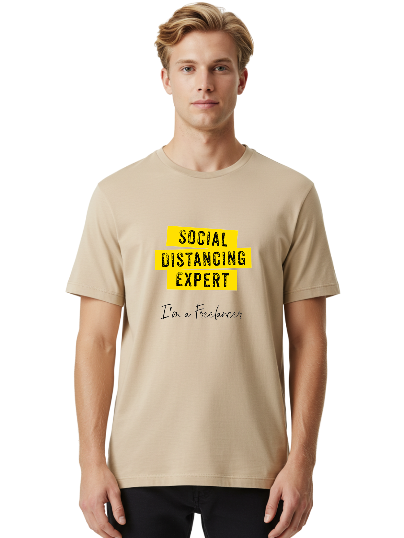 Social-Distancing-Expert Men'S Graphic Tee, 100% Cotton, Comfortable Casual Summer Wear, Machine Washable, Freelancer, Social Distancing Expert, Remote Work, Independent Professional, Flexible Career, Self-Employed, Covid-19, Pandemic Response Aab919 6