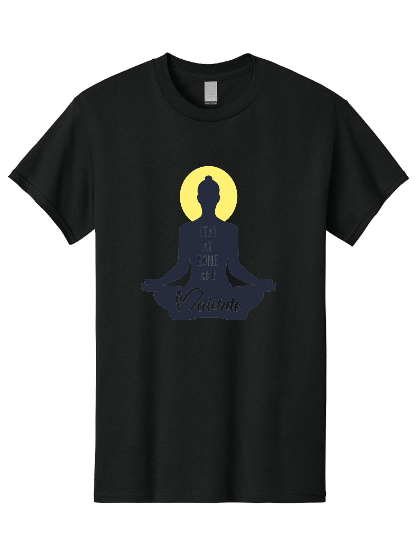 Stay-At-Home-And-Meditate Men'S Graphic Tee, 100% Cotton, Comfortable Casual Summer Wear, Machine Washable, Meditation Practice, Yoga Pose, Mindfulness, Inner Peace, Relaxation, Staying Home, Calm Atmosphere, Lotus Position, Serene Mood, Aab921 21