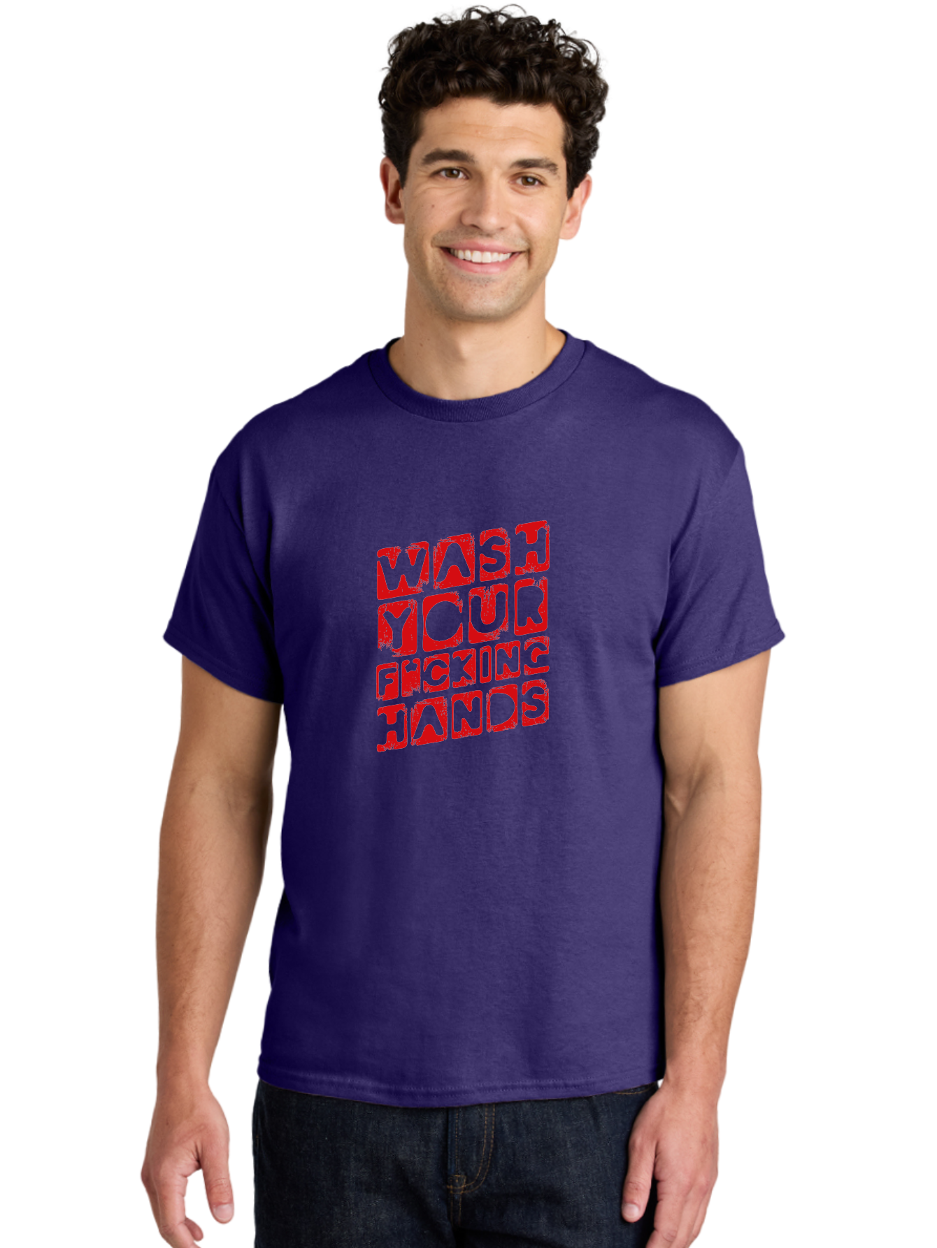Wash-Your-F-King-Hands Men'S Graphic Tee, 100% Cotton, Comfortable Casual Summer Wear, Machine Washable, Hand Hygiene, Washing Hands, Health Awareness, Hygiene Reminder, Public Health Message, Cleanliness Is Key, Germs Be Gone, Stay Healthy Aab923 30