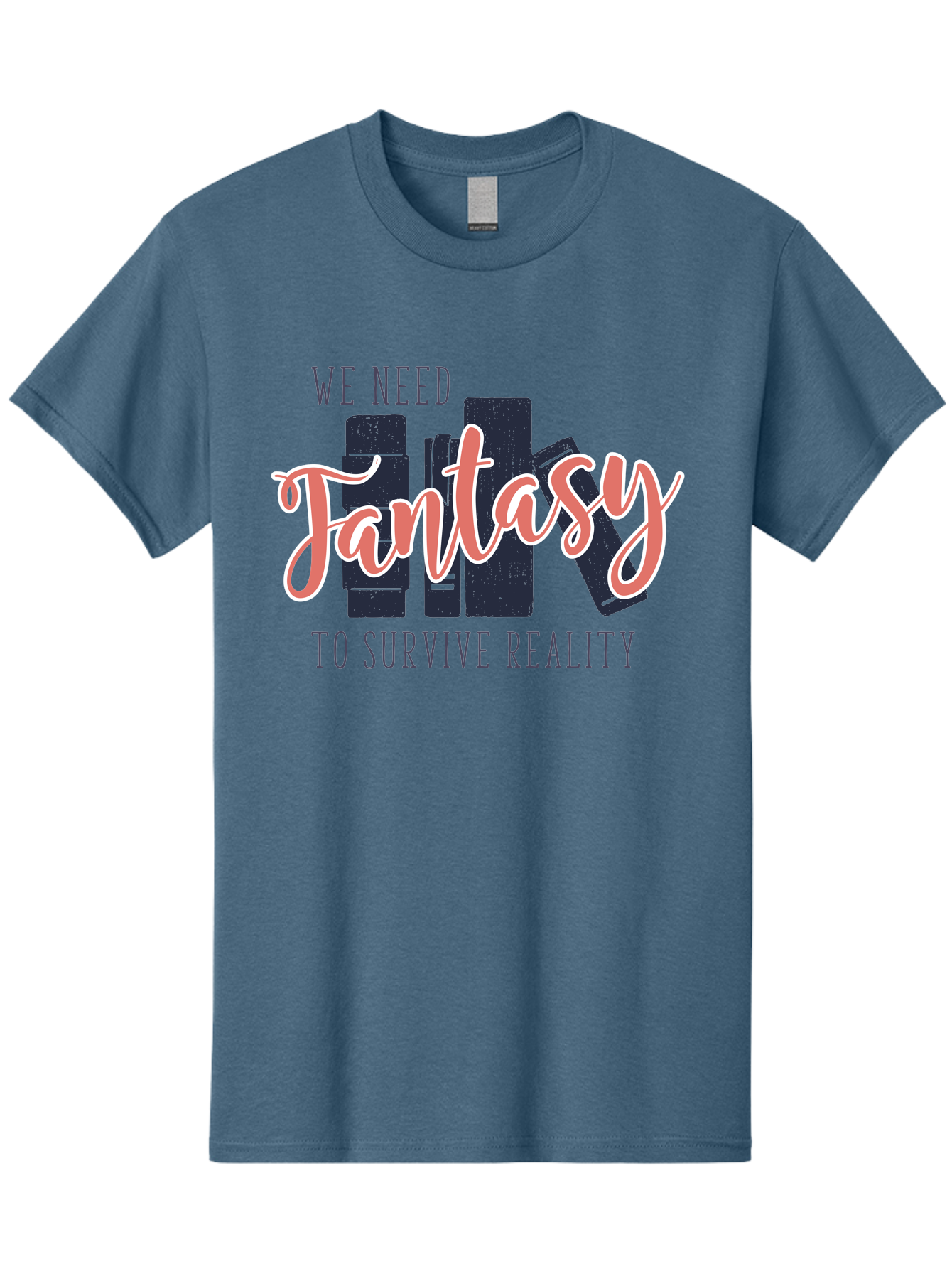 We-Need-Fantasy-To-Survive-Reality Men'S Graphic Tee, 100% Cotton, Comfortable Casual Summer Wear, Machine Washable, Fantasy Books, Book Lovers, Escapism, Fiction Novels, Imaginative Worlds, Inspirational Quotes, Literary Art Aab925 27