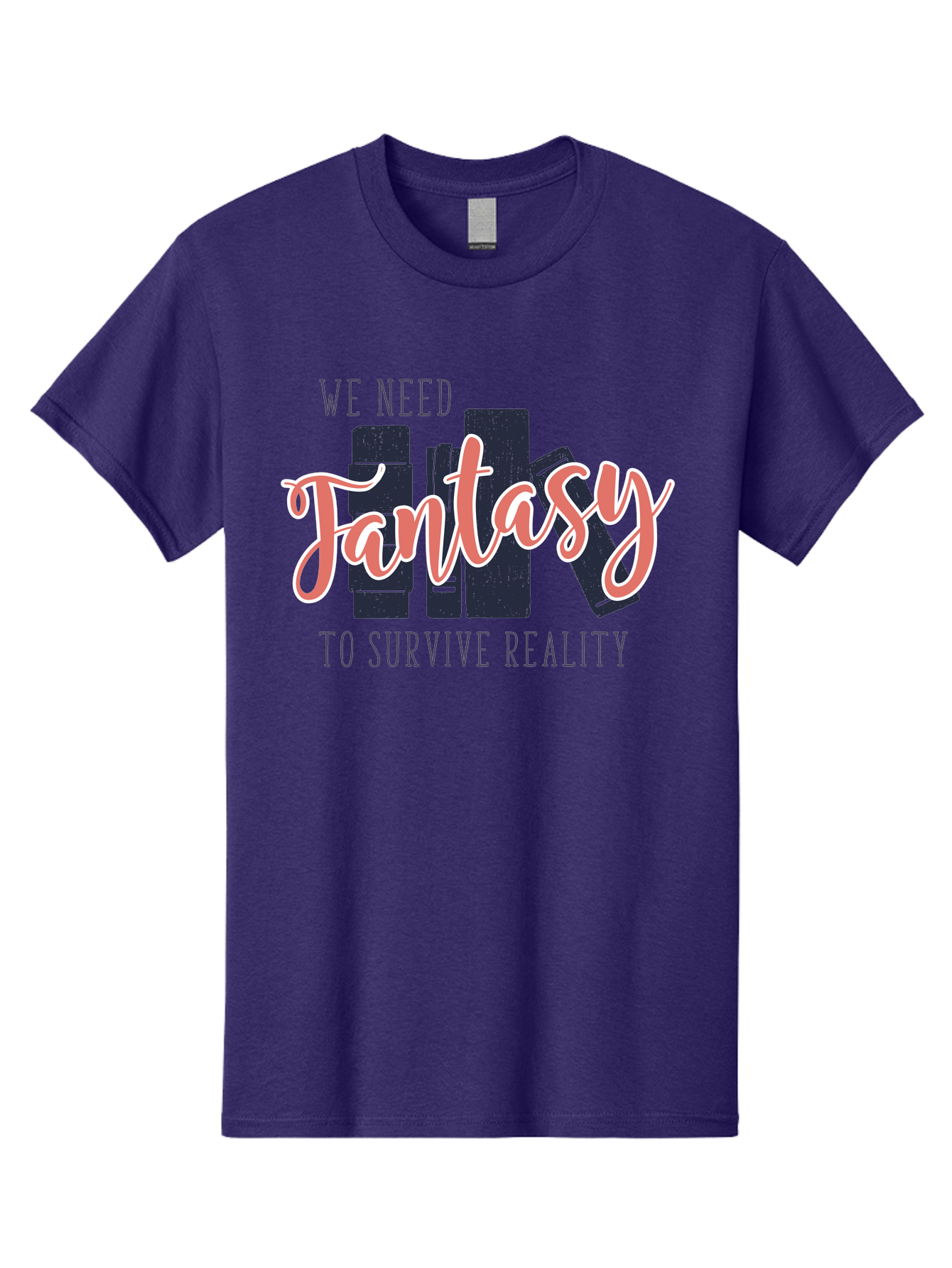 We-Need-Fantasy-To-Survive-Reality Men'S Graphic Tee, 100% Cotton, Comfortable Casual Summer Wear, Machine Washable, Fantasy Books, Book Lovers, Escapism, Fiction Novels, Imaginative Worlds, Inspirational Quotes, Literary Art Aab925 1