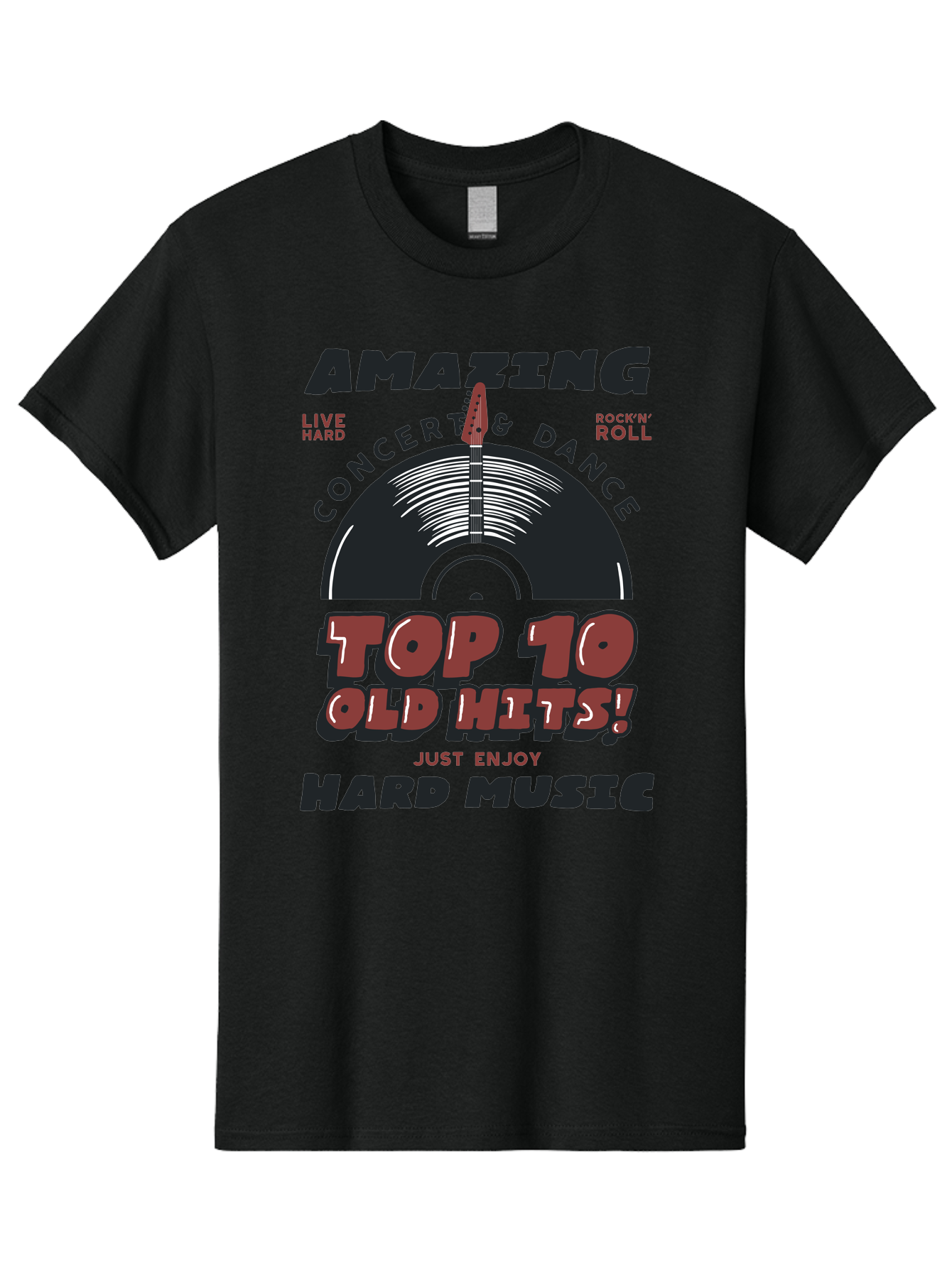Amazing-Concert-Dance Men'S Graphic Tee, 100% Cotton, Comfortable Casual Summer Wear, Machine Washable, Rock And Roll Concert, Top 10 Old Hits, Live Hard, Hard Music, Vintage Records, Concert And Dance, Just Enjoy Aab928 9