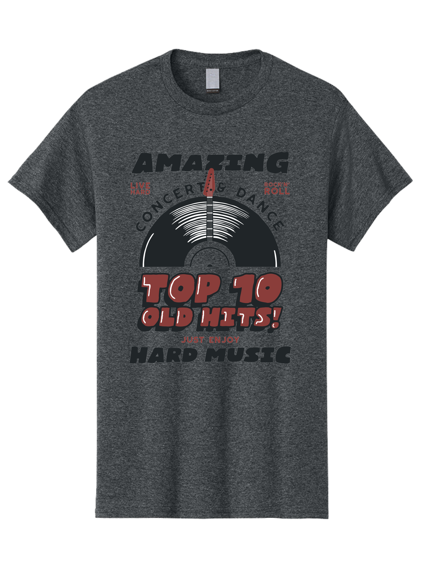 Amazing-Concert-Dance Men'S Graphic Tee, 100% Cotton, Comfortable Casual Summer Wear, Machine Washable, Rock And Roll Concert, Top 10 Old Hits, Live Hard, Hard Music, Vintage Records, Concert And Dance, Just Enjoy Aab928 5