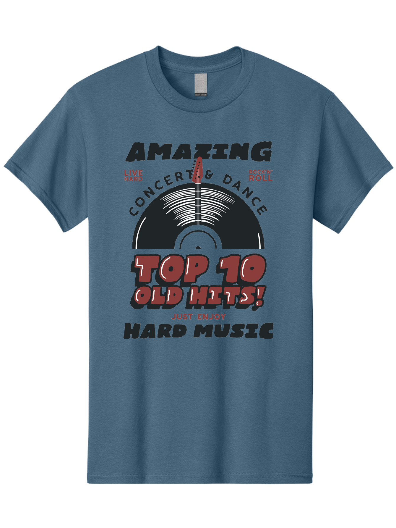 Amazing-Concert-Dance Men'S Graphic Tee, 100% Cotton, Comfortable Casual Summer Wear, Machine Washable, Rock And Roll Concert, Top 10 Old Hits, Live Hard, Hard Music, Vintage Records, Concert And Dance, Just Enjoy Aab928 17