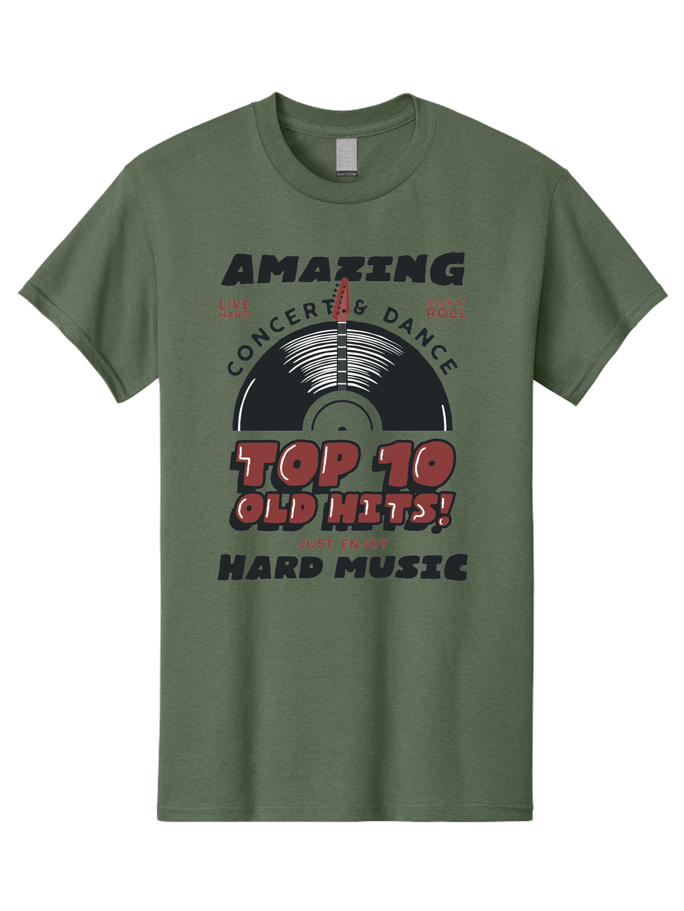 Amazing-Concert-Dance Men'S Graphic Tee, 100% Cotton, Comfortable Casual Summer Wear, Machine Washable, Rock And Roll Concert, Top 10 Old Hits, Live Hard, Hard Music, Vintage Records, Concert And Dance, Just Enjoy Aab928 27