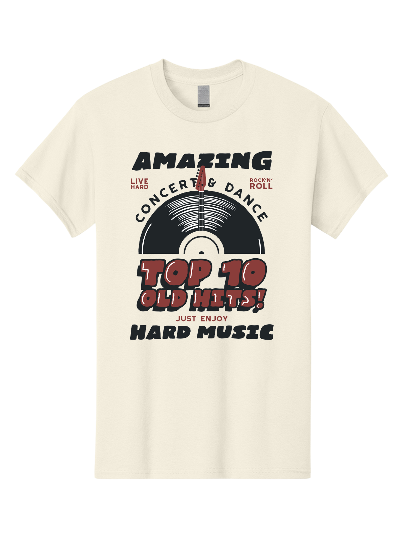 Amazing-Concert-Dance Men'S Graphic Tee, 100% Cotton, Comfortable Casual Summer Wear, Machine Washable, Rock And Roll Concert, Top 10 Old Hits, Live Hard, Hard Music, Vintage Records, Concert And Dance, Just Enjoy Aab928 19