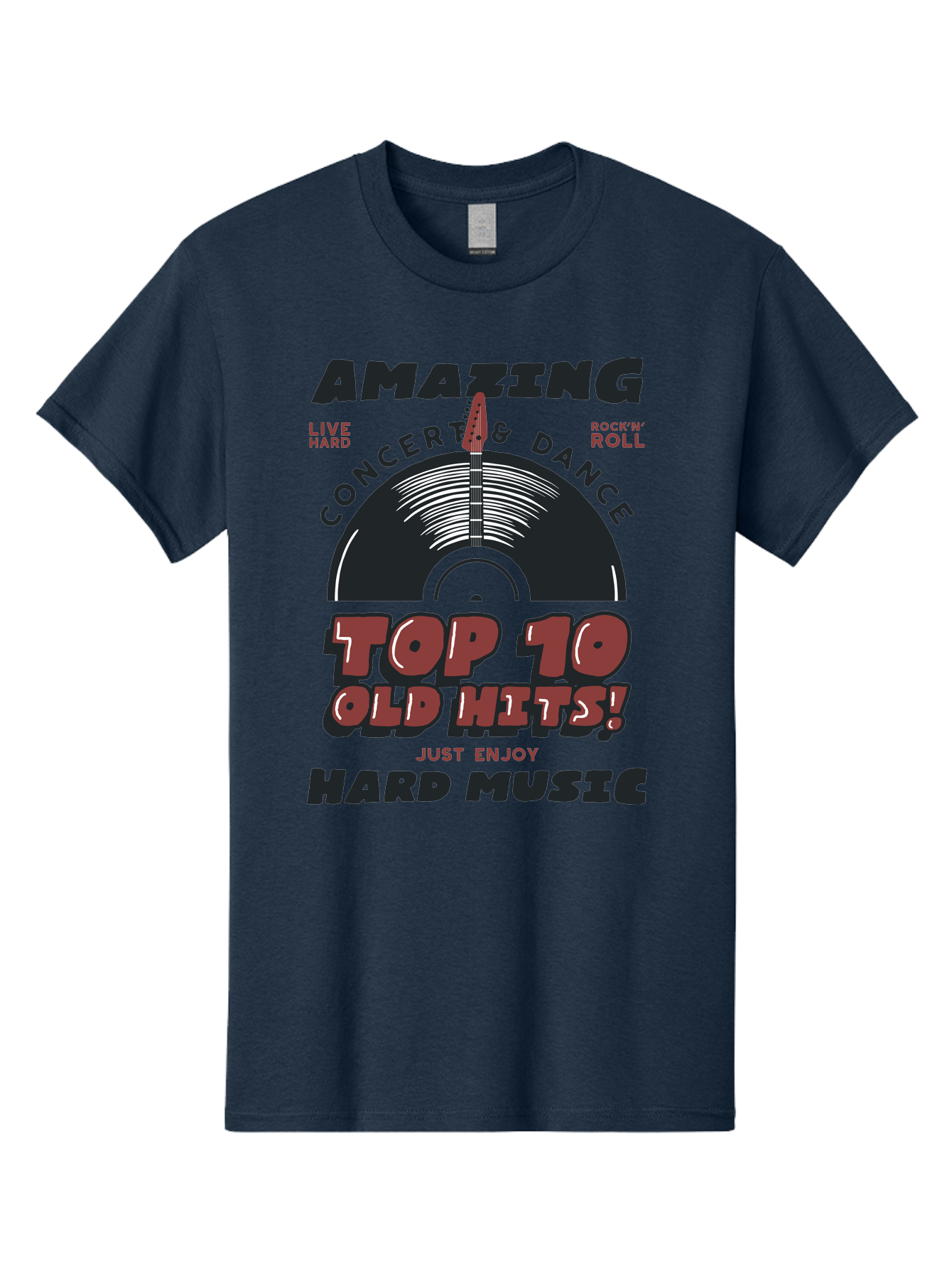 Amazing-Concert-Dance Men'S Graphic Tee, 100% Cotton, Comfortable Casual Summer Wear, Machine Washable, Rock And Roll Concert, Top 10 Old Hits, Live Hard, Hard Music, Vintage Records, Concert And Dance, Just Enjoy Aab928 15