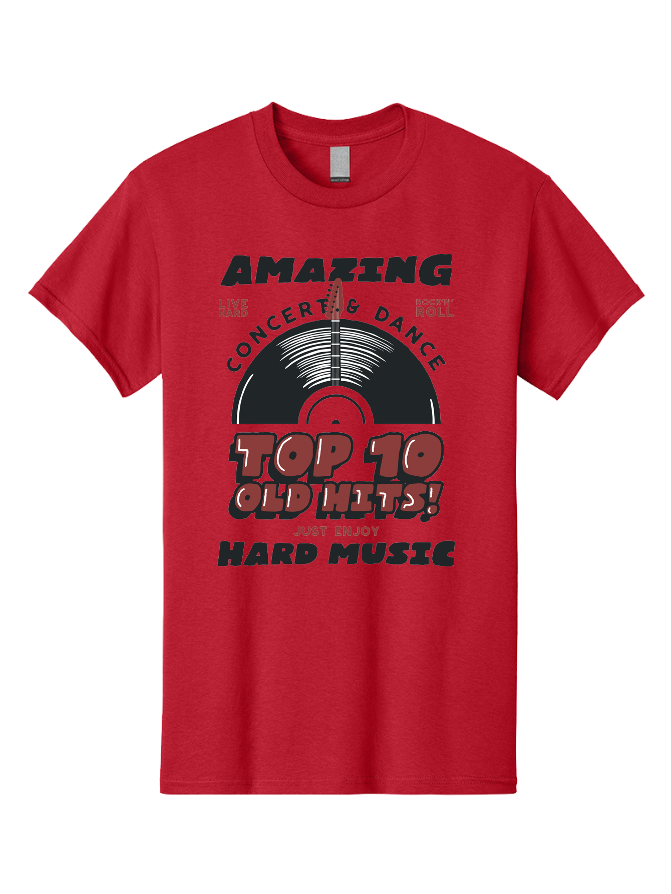 Amazing-Concert-Dance Men'S Graphic Tee, 100% Cotton, Comfortable Casual Summer Wear, Machine Washable, Rock And Roll Concert, Top 10 Old Hits, Live Hard, Hard Music, Vintage Records, Concert And Dance, Just Enjoy Aab928 13