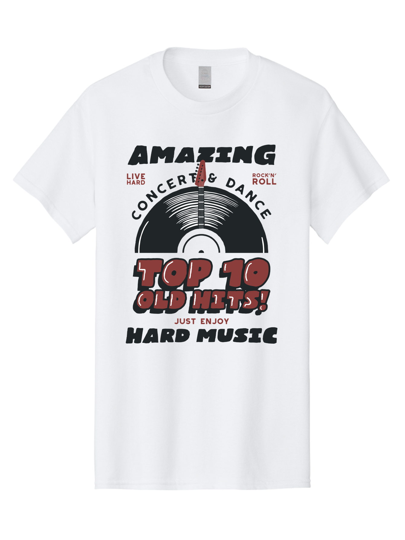 Amazing-Concert-Dance Men'S Graphic Tee, 100% Cotton, Comfortable Casual Summer Wear, Machine Washable, Rock And Roll Concert, Top 10 Old Hits, Live Hard, Hard Music, Vintage Records, Concert And Dance, Just Enjoy Aab928 21