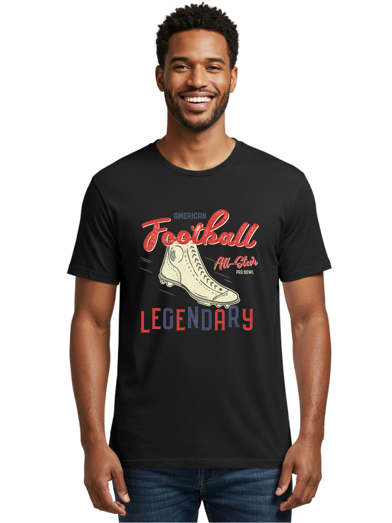 American-Football-Legendary Men'S Graphic Tee, 100% Cotton, Comfortable Casual Summer Wear, Machine Washable, Football Cleat, American Football, Sports Graphic, Legendary Athlete, Pro Bowl, All-Star Game, Sports Apparel, Football Cleats, Aab929 20