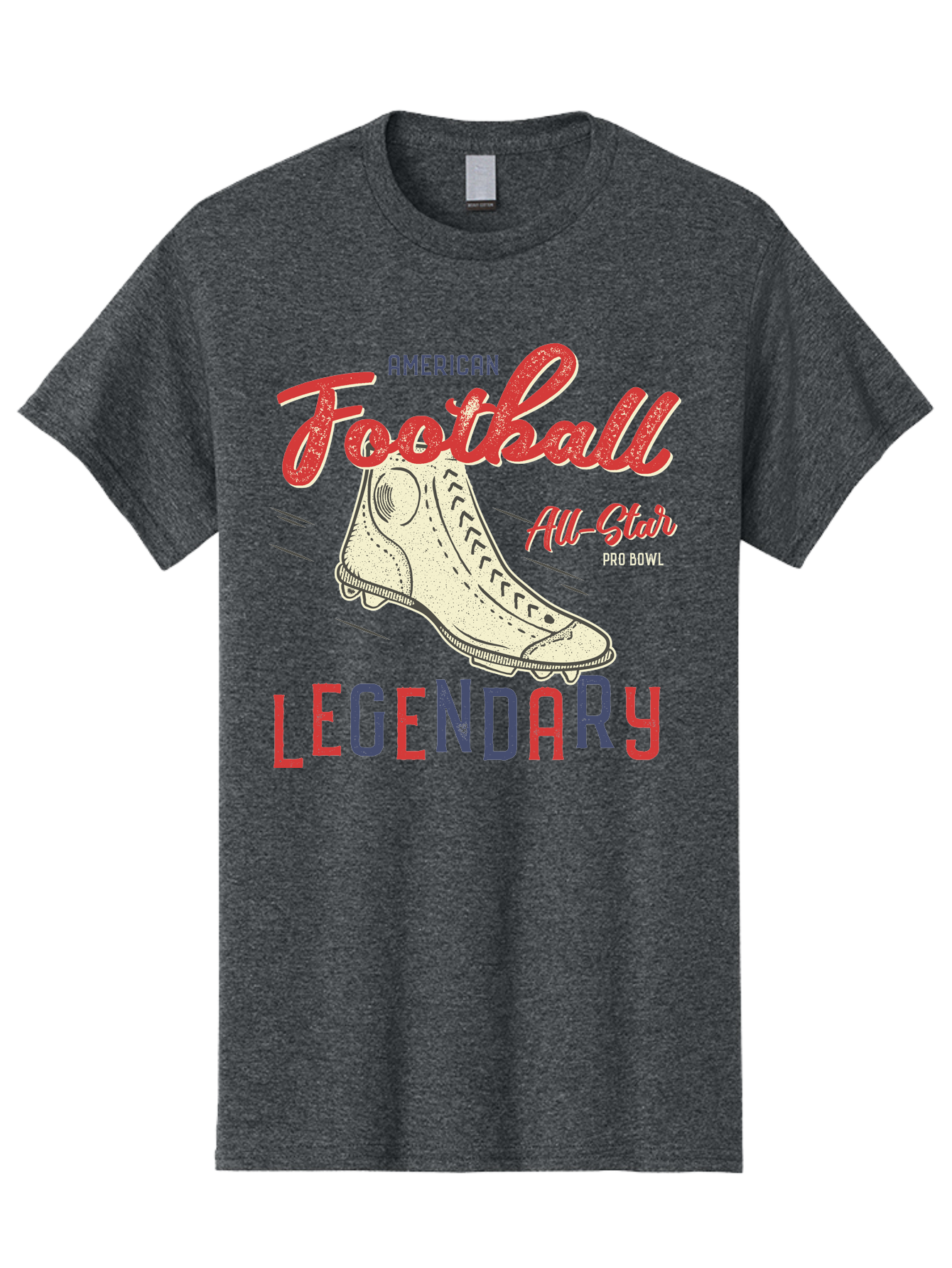 American-Football-Legendary Men'S Graphic Tee, 100% Cotton, Comfortable Casual Summer Wear, Machine Washable, Football Cleat, American Football, Sports Graphic, Legendary Athlete, Pro Bowl, All-Star Game, Sports Apparel, Football Cleats, Aab929 7