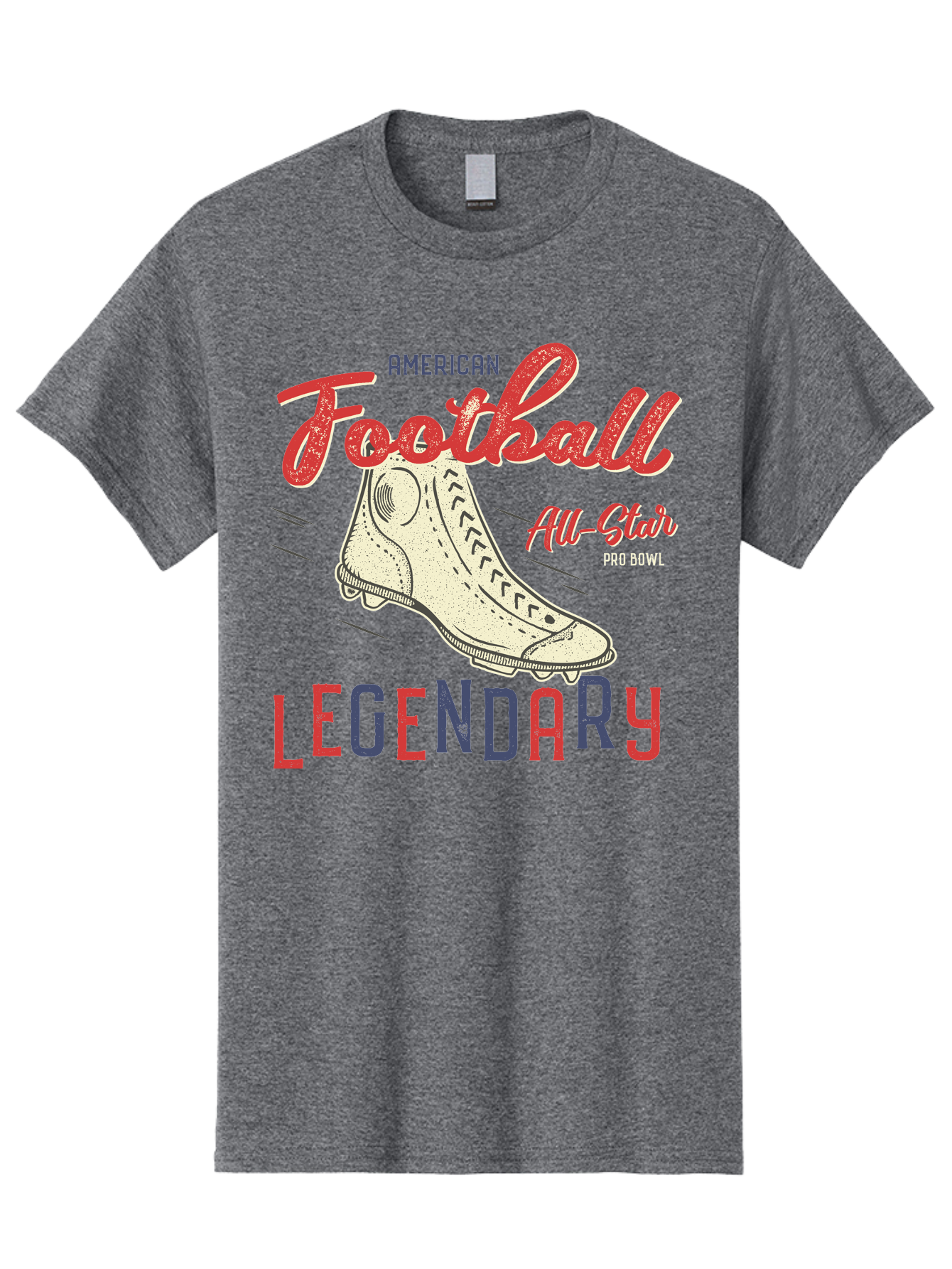 American-Football-Legendary Men'S Graphic Tee, 100% Cotton, Comfortable Casual Summer Wear, Machine Washable, Football Cleat, American Football, Sports Graphic, Legendary Athlete, Pro Bowl, All-Star Game, Sports Apparel, Football Cleats, Aab929 13