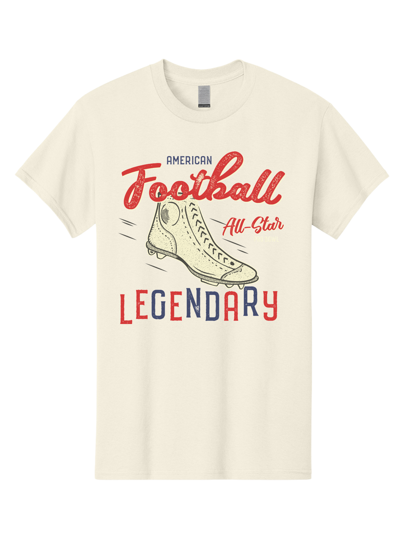 American-Football-Legendary Men'S Graphic Tee, 100% Cotton, Comfortable Casual Summer Wear, Machine Washable, Football Cleat, American Football, Sports Graphic, Legendary Athlete, Pro Bowl, All-Star Game, Sports Apparel, Football Cleats, Aab929 3