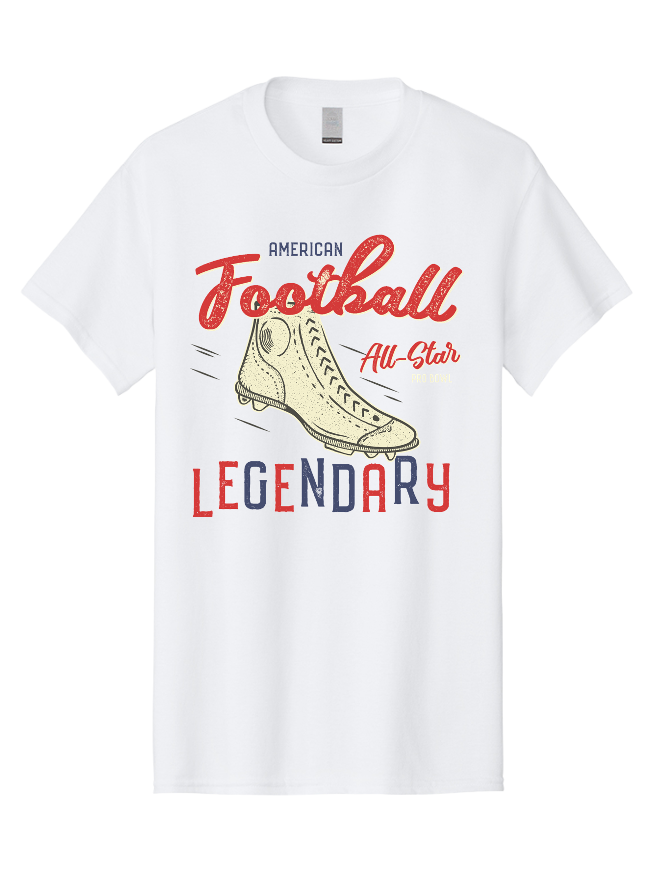 American-Football-Legendary Men'S Graphic Tee, 100% Cotton, Comfortable Casual Summer Wear, Machine Washable, Football Cleat, American Football, Sports Graphic, Legendary Athlete, Pro Bowl, All-Star Game, Sports Apparel, Football Cleats, Aab929 17