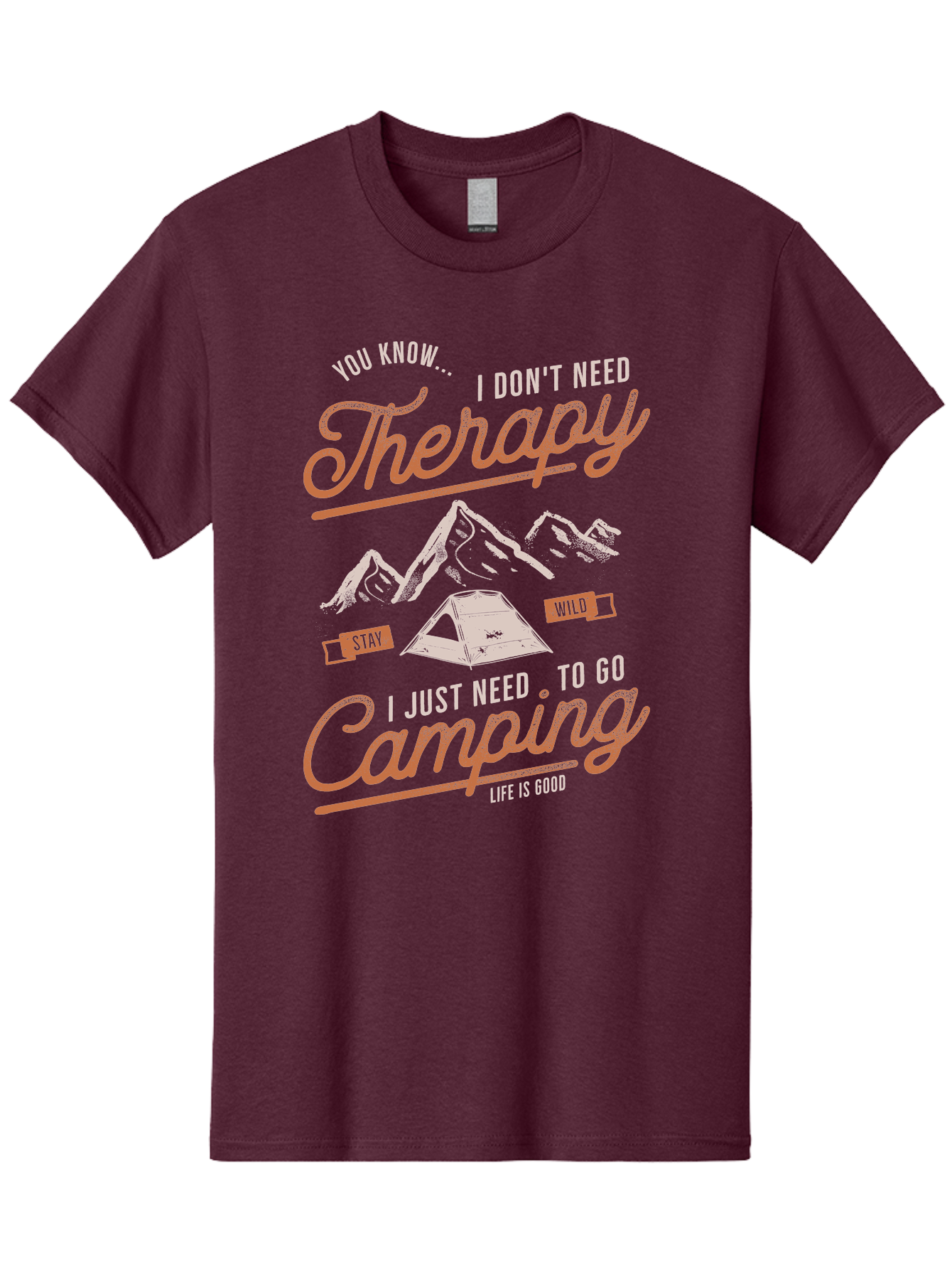 Camping-Therapy-1 Men'S Graphic Tee, 100% Cotton, Comfortable Casual Summer Wear, Machine Washable, Camping Therapy, Outdoor Adventure, Nature Escape, Mountains, Tent, Relaxation, Stress Relief, Wellness, Adventure Seeking, Inspirational Quote Aab930 17