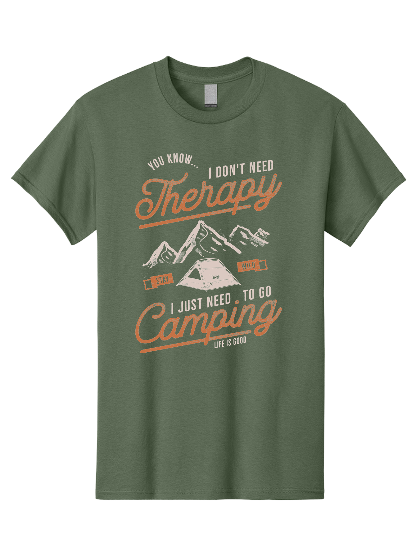 Camping-Therapy-1 Men'S Graphic Tee, 100% Cotton, Comfortable Casual Summer Wear, Machine Washable, Camping Therapy, Outdoor Adventure, Nature Escape, Mountains, Tent, Relaxation, Stress Relief, Wellness, Adventure Seeking, Inspirational Quote Aab930 15