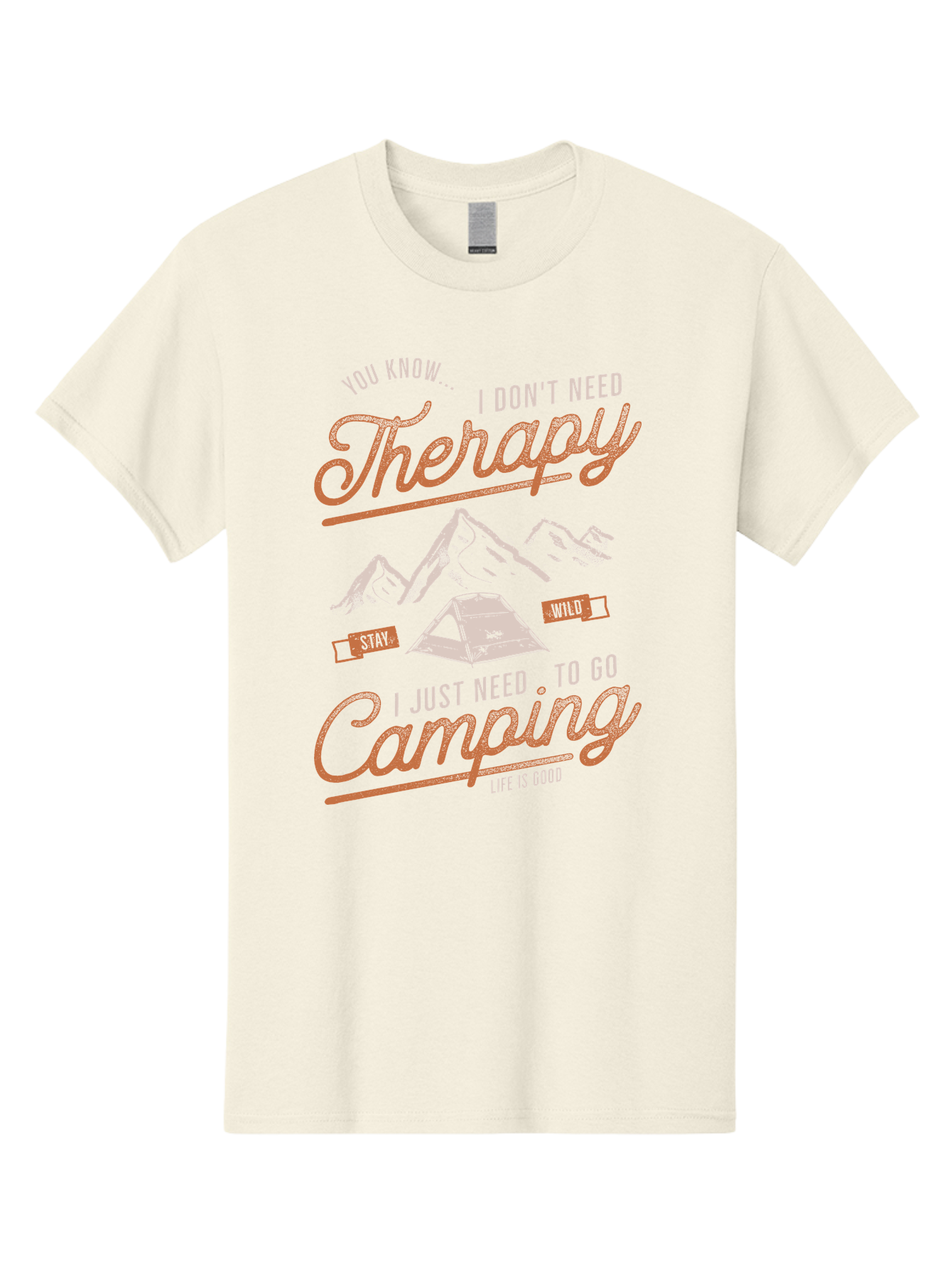 Camping-Therapy-1 Men'S Graphic Tee, 100% Cotton, Comfortable Casual Summer Wear, Machine Washable, Camping Therapy, Outdoor Adventure, Nature Escape, Mountains, Tent, Relaxation, Stress Relief, Wellness, Adventure Seeking, Inspirational Quote Aab930 5