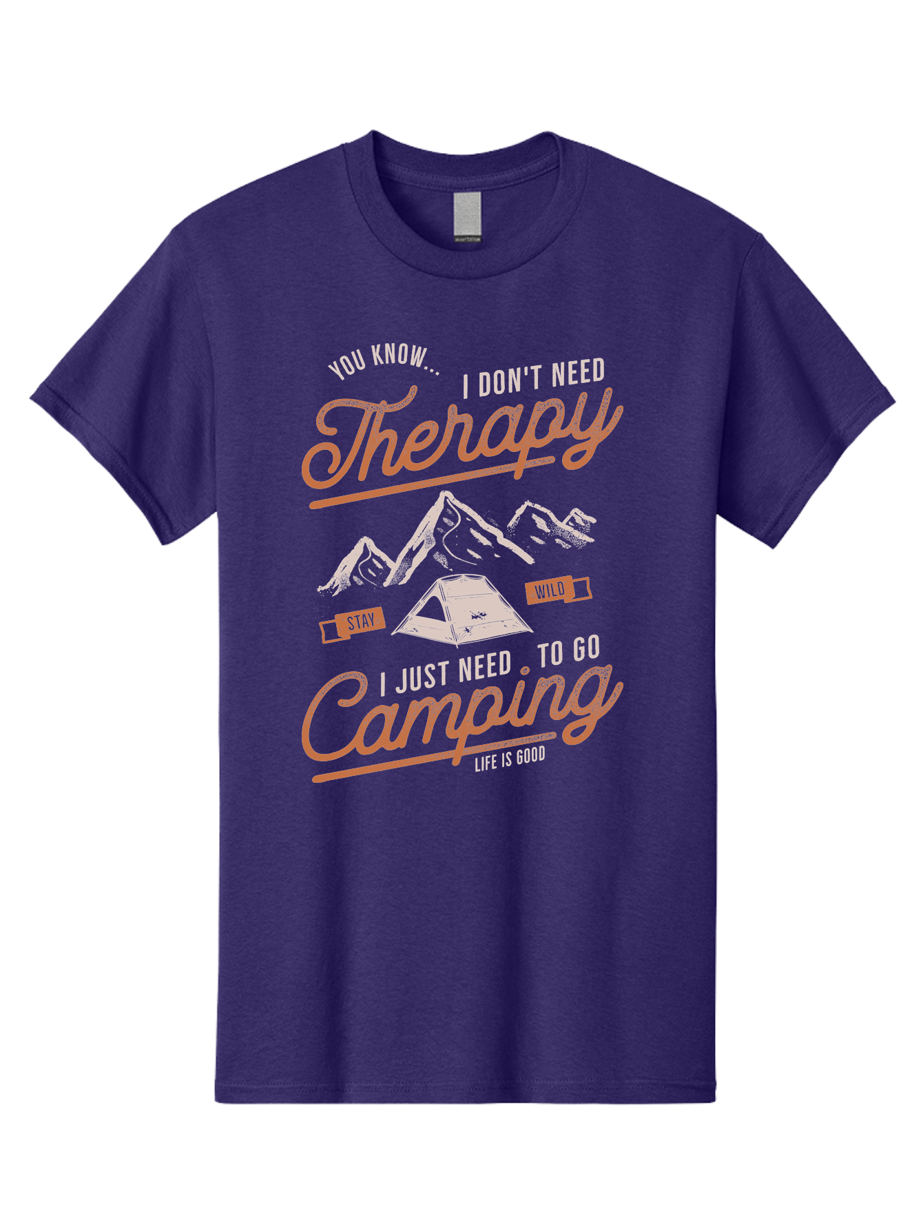 Camping-Therapy-1 Men'S Graphic Tee, 100% Cotton, Comfortable Casual Summer Wear, Machine Washable, Camping Therapy, Outdoor Adventure, Nature Escape, Mountains, Tent, Relaxation, Stress Relief, Wellness, Adventure Seeking, Inspirational Quote Aab930 7
