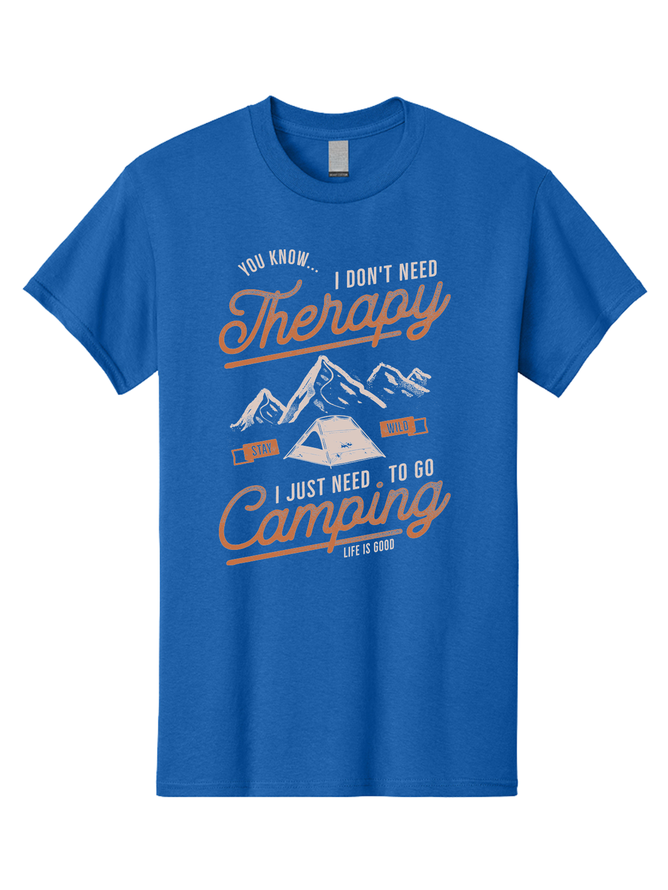 Camping-Therapy-1 Men'S Graphic Tee, 100% Cotton, Comfortable Casual Summer Wear, Machine Washable, Camping Therapy, Outdoor Adventure, Nature Escape, Mountains, Tent, Relaxation, Stress Relief, Wellness, Adventure Seeking, Inspirational Quote Aab930 25