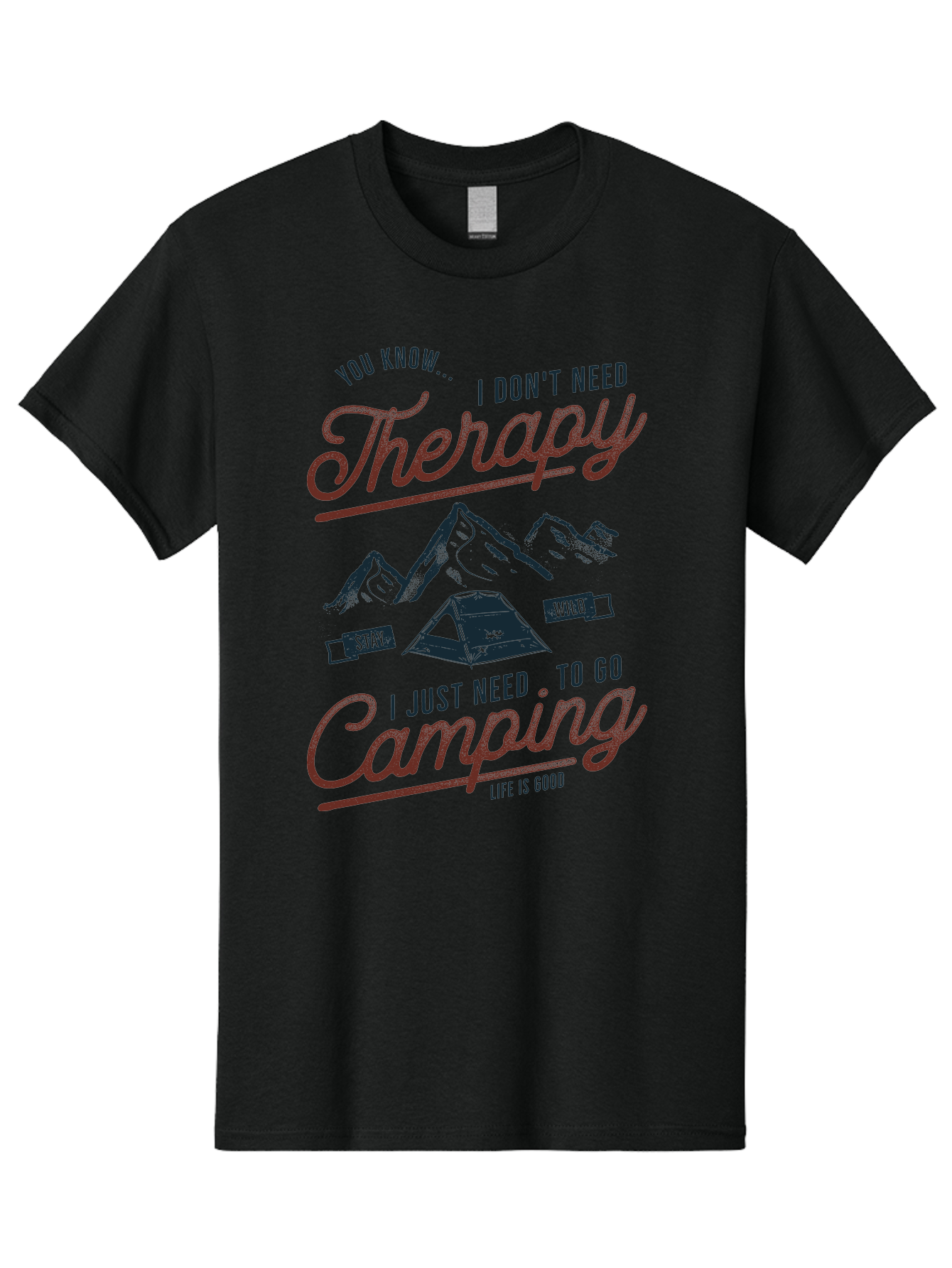 Camping-Therapy Men'S Graphic Tee, 100% Cotton, Comfortable Casual Summer Wear, Machine Washable, Camping Therapy, Outdoor Adventure, Wilderness Escape, Stay Wild, Life Is Good, Nature Therapy, Camping Quotes, Adventure Seeking, Aab931 21