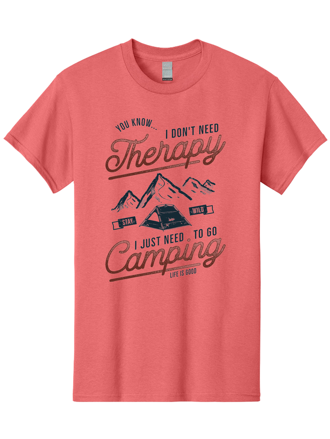 Camping-Therapy Men'S Graphic Tee, 100% Cotton, Comfortable Casual Summer Wear, Machine Washable, Camping Therapy, Outdoor Adventure, Wilderness Escape, Stay Wild, Life Is Good, Nature Therapy, Camping Quotes, Adventure Seeking, Aab931 15