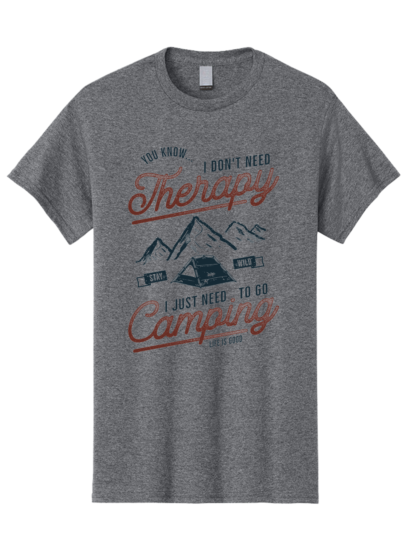 Camping-Therapy Men'S Graphic Tee, 100% Cotton, Comfortable Casual Summer Wear, Machine Washable, Camping Therapy, Outdoor Adventure, Wilderness Escape, Stay Wild, Life Is Good, Nature Therapy, Camping Quotes, Adventure Seeking, Aab931 7