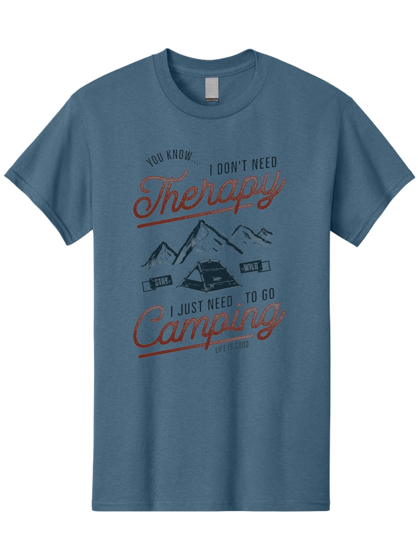 Camping-Therapy Men'S Graphic Tee, 100% Cotton, Comfortable Casual Summer Wear, Machine Washable, Camping Therapy, Outdoor Adventure, Wilderness Escape, Stay Wild, Life Is Good, Nature Therapy, Camping Quotes, Adventure Seeking, Aab931 17