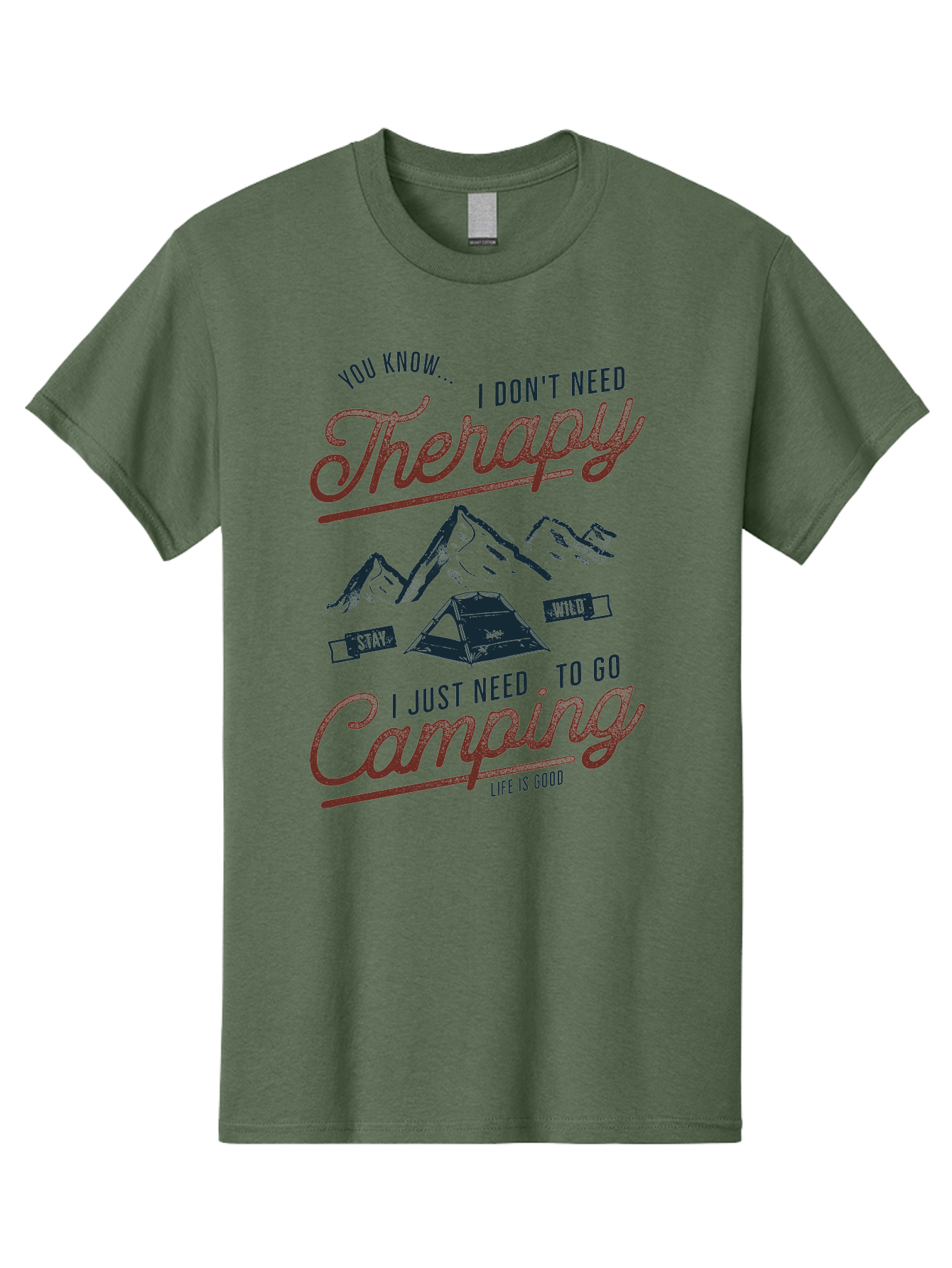 Camping-Therapy Men'S Graphic Tee, 100% Cotton, Comfortable Casual Summer Wear, Machine Washable, Camping Therapy, Outdoor Adventure, Wilderness Escape, Stay Wild, Life Is Good, Nature Therapy, Camping Quotes, Adventure Seeking, Aab931 11