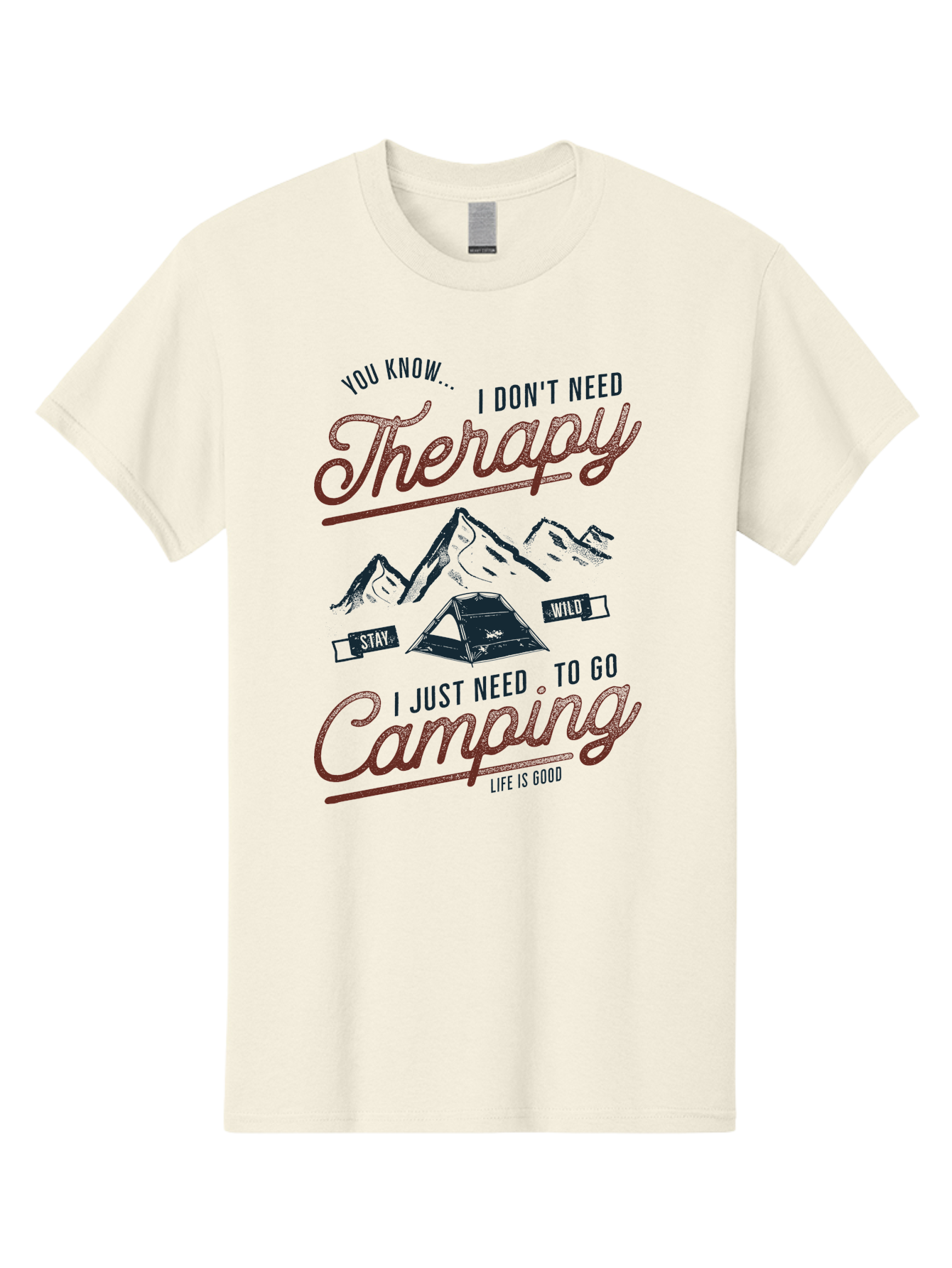 Camping-Therapy Men'S Graphic Tee, 100% Cotton, Comfortable Casual Summer Wear, Machine Washable, Camping Therapy, Outdoor Adventure, Wilderness Escape, Stay Wild, Life Is Good, Nature Therapy, Camping Quotes, Adventure Seeking, Aab931 29