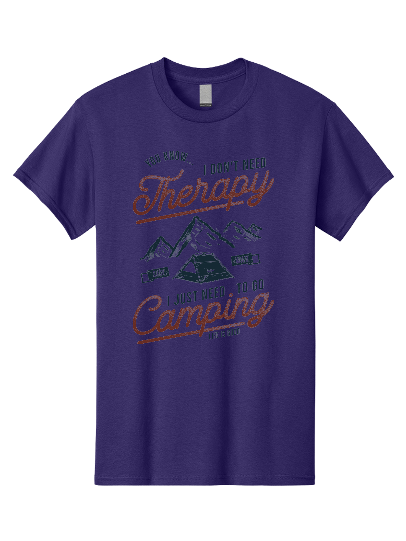 Camping-Therapy Men'S Graphic Tee, 100% Cotton, Comfortable Casual Summer Wear, Machine Washable, Camping Therapy, Outdoor Adventure, Wilderness Escape, Stay Wild, Life Is Good, Nature Therapy, Camping Quotes, Adventure Seeking, Aab931 3