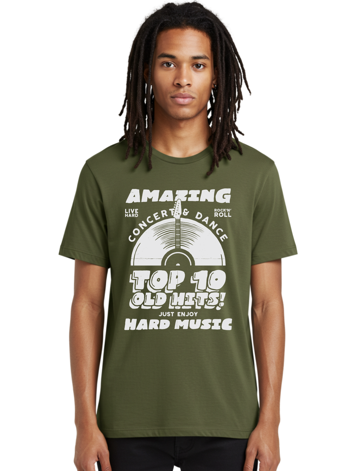 Concert-Dance Men'S Graphic Tee, 100% Cotton, Comfortable Casual Summer Wear, Machine Washable, Concert, Dance, Rock N Roll, Old Hits, Live Hard, Hard Music, Amazing Concert, Top 10 Countdown, Vinyl Record, Energetic Vibes Aab933 24