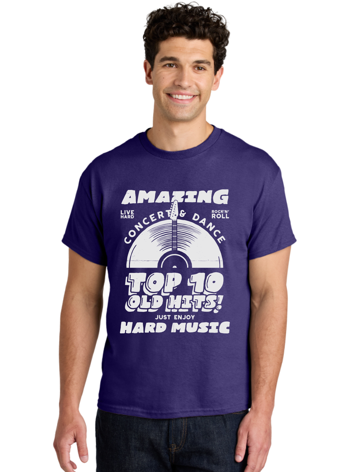 Concert-Dance Men'S Graphic Tee, 100% Cotton, Comfortable Casual Summer Wear, Machine Washable, Concert, Dance, Rock N Roll, Old Hits, Live Hard, Hard Music, Amazing Concert, Top 10 Countdown, Vinyl Record, Energetic Vibes Aab933 8