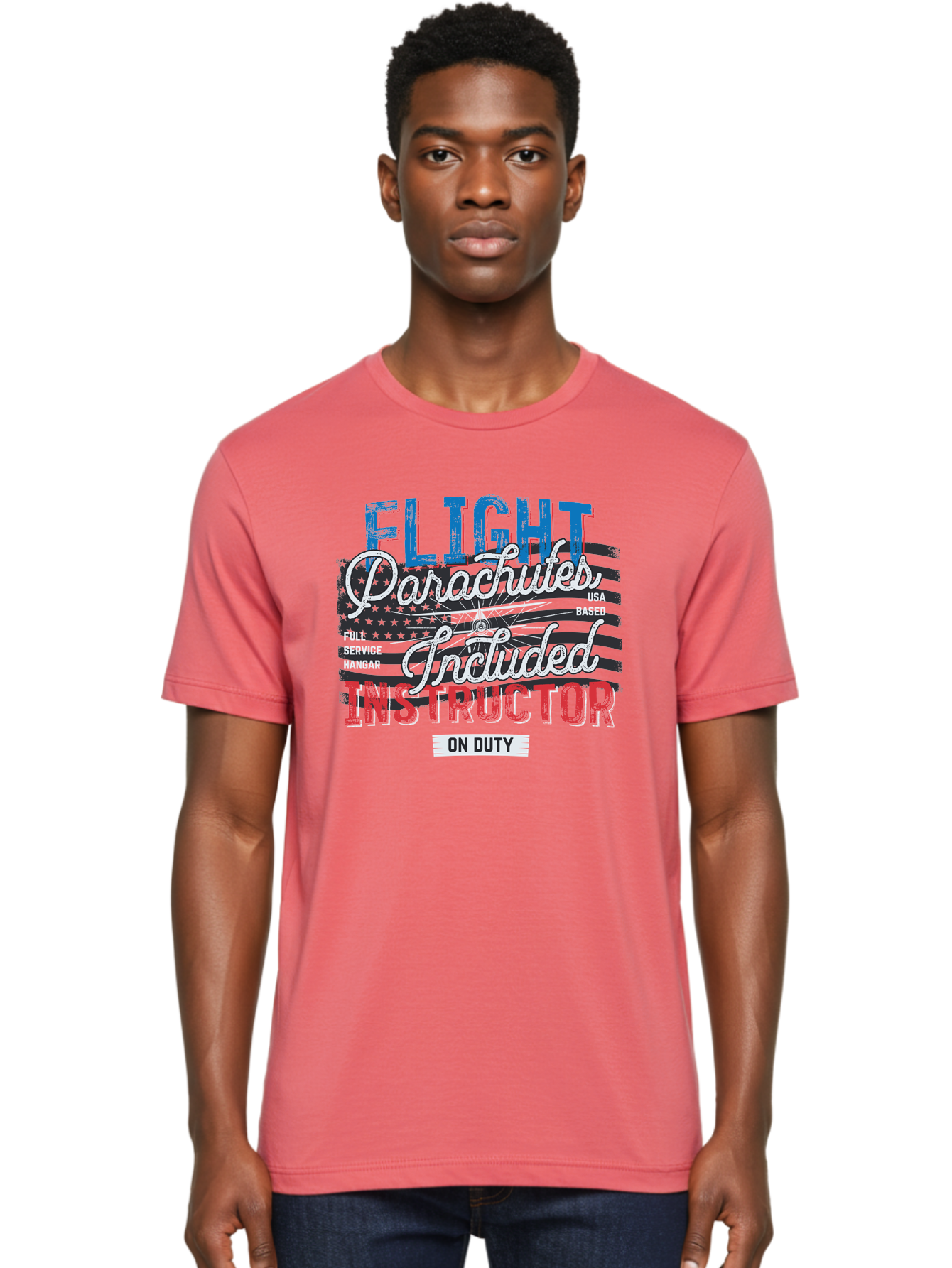 Flight-Parachutes-Included-Instructor Men'S Graphic Tee, 100% Cotton, Comfortable Casual Summer Wear, Machine Washable, Parachute Instructor, Usa Based, Full Service Hangar, On Duty, Flight Training, Parachute Lessons, Skydiving Instructor, Aab934 18