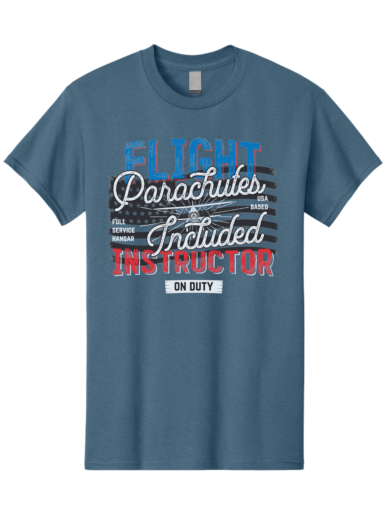 Flight-Parachutes-Included-Instructor Men'S Graphic Tee, 100% Cotton, Comfortable Casual Summer Wear, Machine Washable, Parachute Instructor, Usa Based, Full Service Hangar, On Duty, Flight Training, Parachute Lessons, Skydiving Instructor, Aab934 3