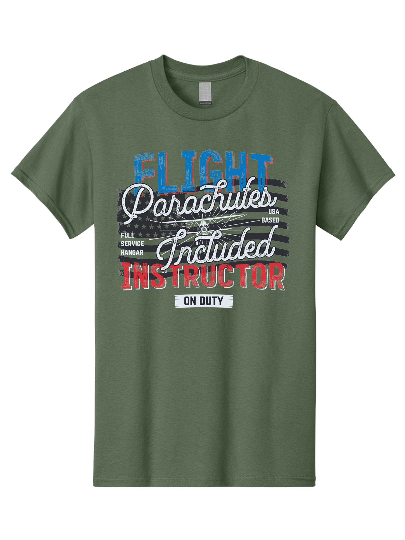 Flight-Parachutes-Included-Instructor Men'S Graphic Tee, 100% Cotton, Comfortable Casual Summer Wear, Machine Washable, Parachute Instructor, Usa Based, Full Service Hangar, On Duty, Flight Training, Parachute Lessons, Skydiving Instructor, Aab934 13