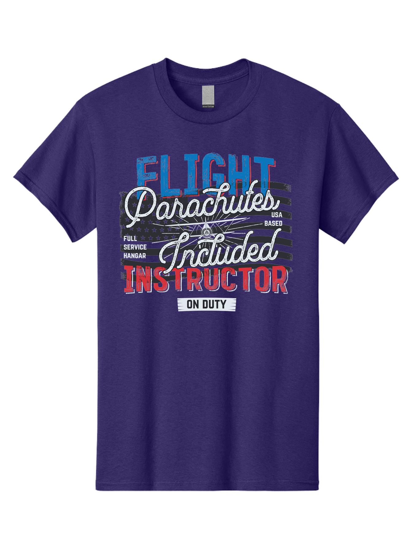 Flight-Parachutes-Included-Instructor Men'S Graphic Tee, 100% Cotton, Comfortable Casual Summer Wear, Machine Washable, Parachute Instructor, Usa Based, Full Service Hangar, On Duty, Flight Training, Parachute Lessons, Skydiving Instructor, Aab934 29
