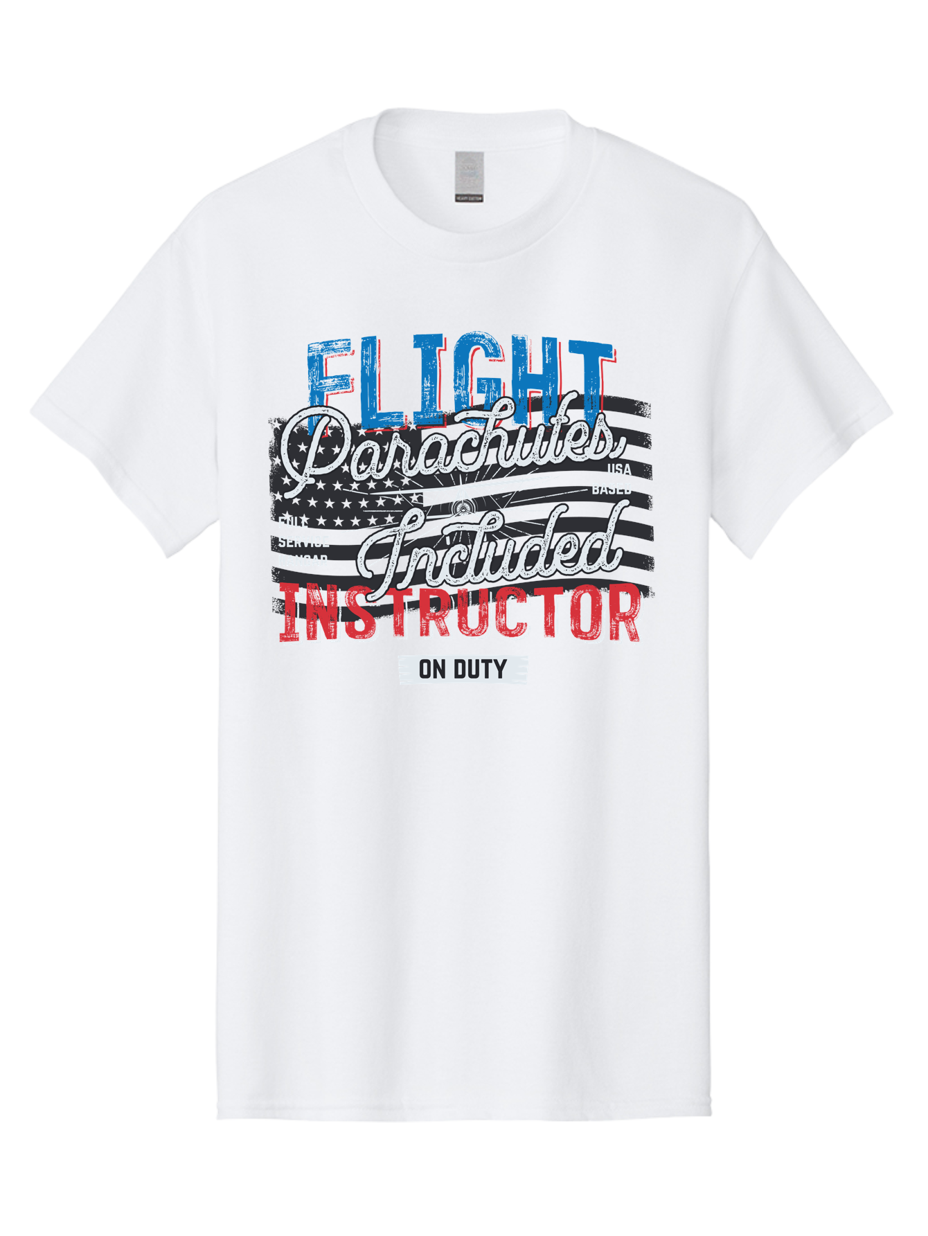 Flight-Parachutes-Included-Instructor Men'S Graphic Tee, 100% Cotton, Comfortable Casual Summer Wear, Machine Washable, Parachute Instructor, Usa Based, Full Service Hangar, On Duty, Flight Training, Parachute Lessons, Skydiving Instructor, Aab934 11