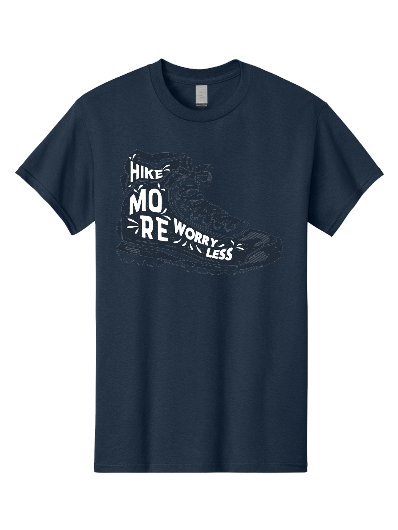 Hike-More-Worry-Less Men'S Graphic Tee, 100% Cotton, Comfortable Casual Summer Wear, Machine Washable, Hiking Boot, Motivational Quote, Outdoor Adventure, Hiking Inspiration, Wellness, Active Lifestyle, Nature Escape, Adventure Seeking, Aab936 21