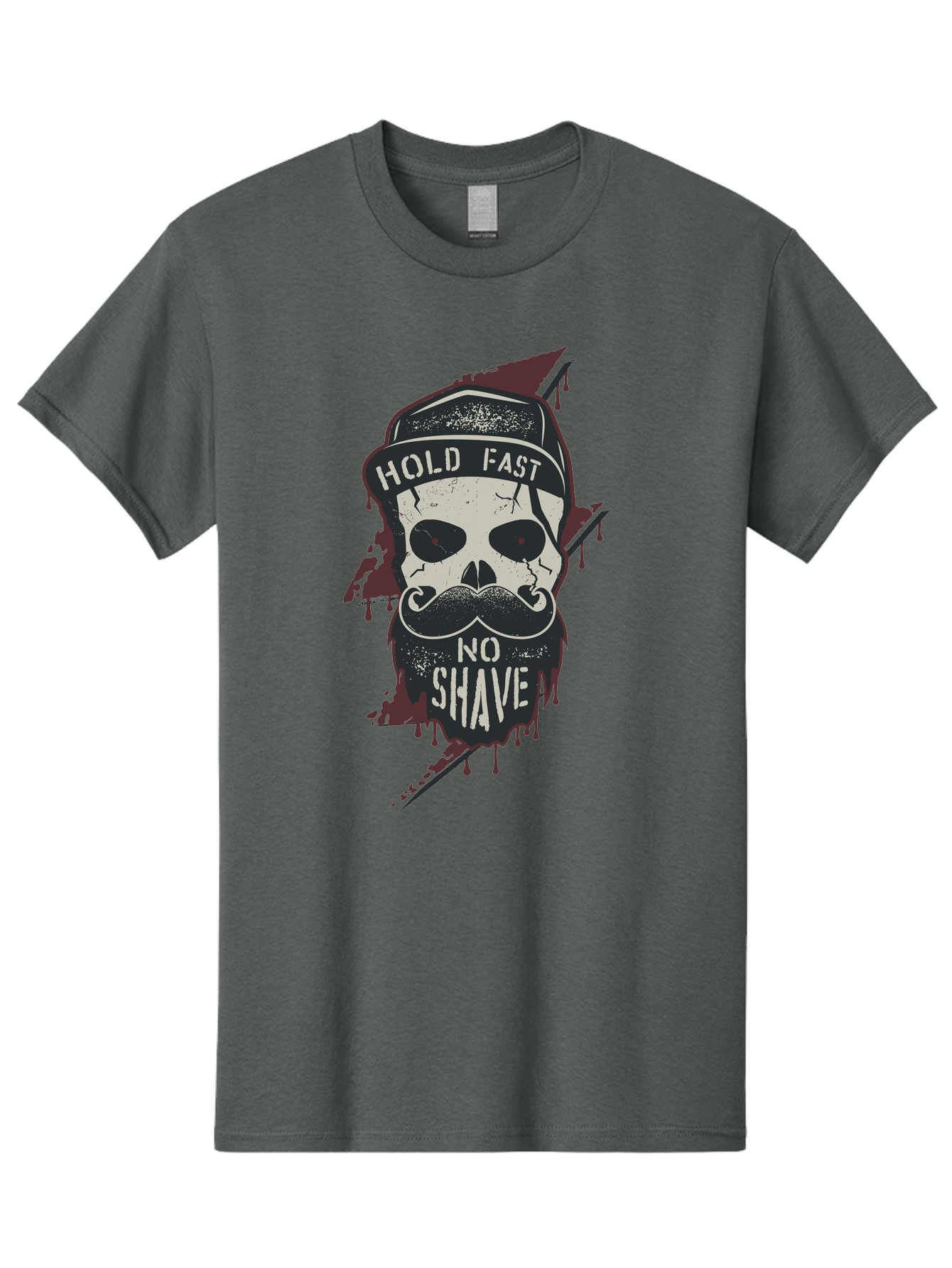 Hold-Fast-No-Shave-1 Men'S Graphic Tee, 100% Cotton, Comfortable Casual Summer Wear, Machine Washable, Skull With Beard And Mustache, Biker Skull, Grunge Style, Punk Rock Aesthetic, Edgy Design, Bold Graphics, Hold Fast, No Shave Aab937 13