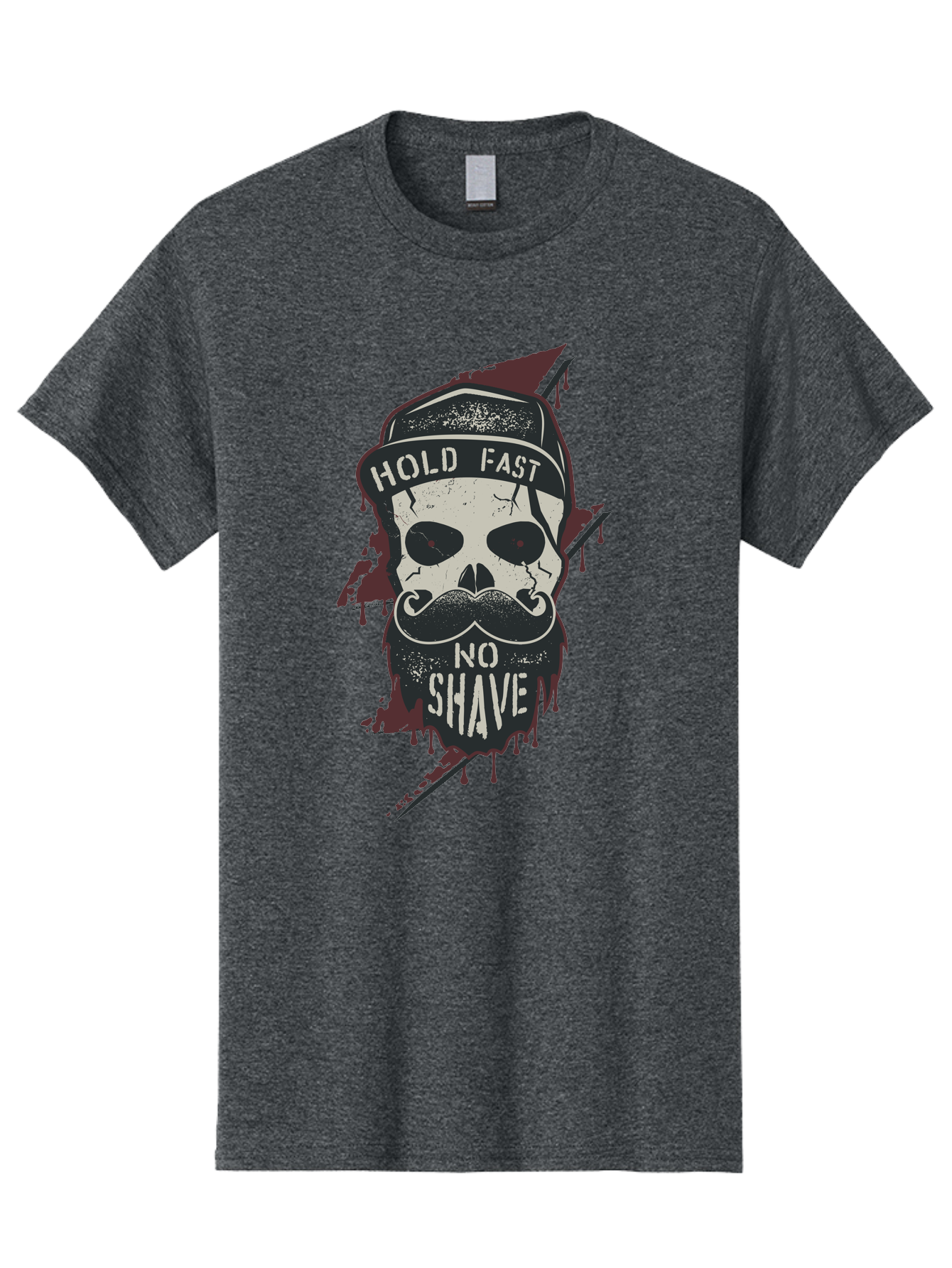 Hold-Fast-No-Shave-1 Men'S Graphic Tee, 100% Cotton, Comfortable Casual Summer Wear, Machine Washable, Skull With Beard And Mustache, Biker Skull, Grunge Style, Punk Rock Aesthetic, Edgy Design, Bold Graphics, Hold Fast, No Shave Aab937 21