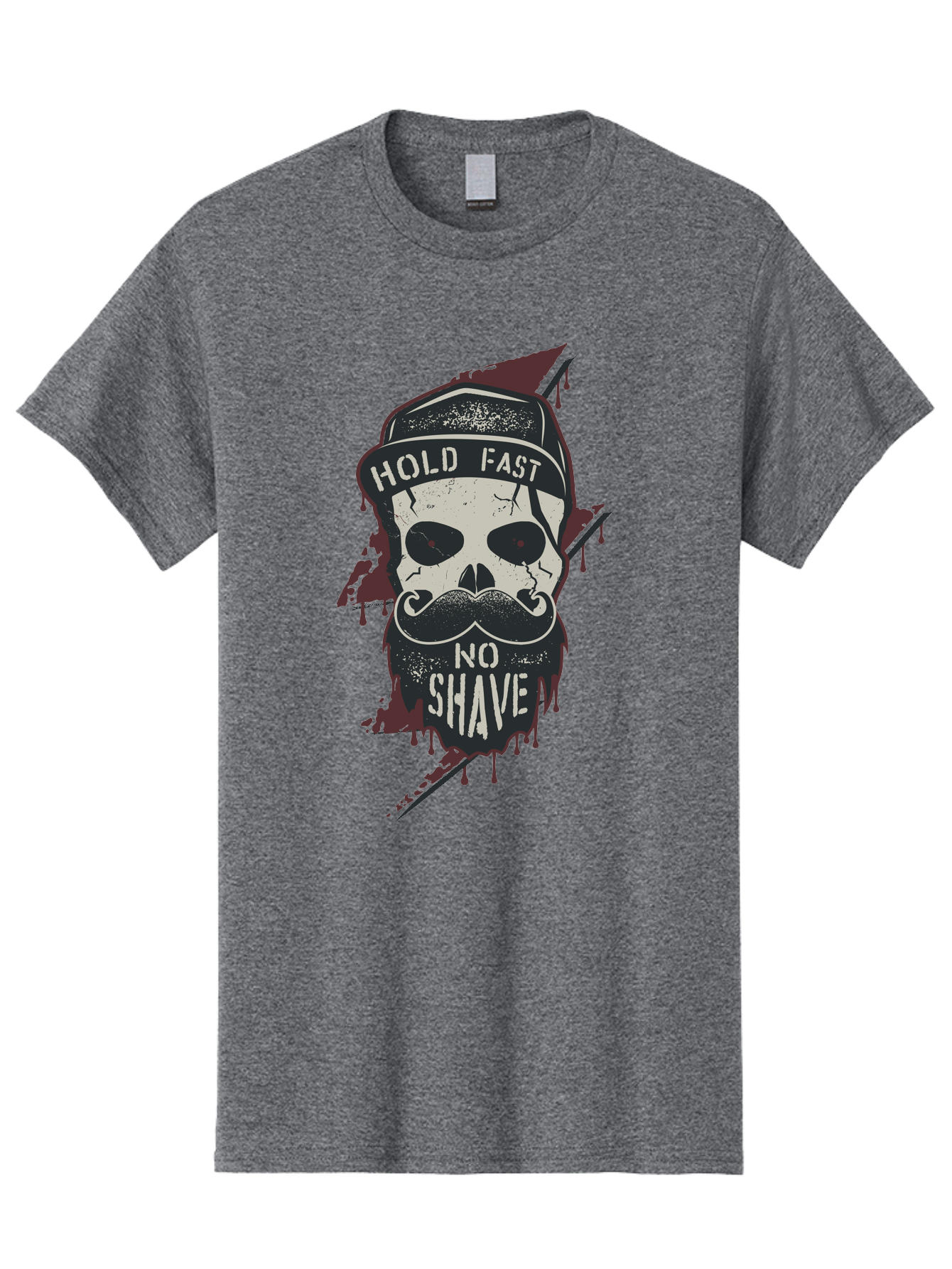 Hold-Fast-No-Shave-1 Men'S Graphic Tee, 100% Cotton, Comfortable Casual Summer Wear, Machine Washable, Skull With Beard And Mustache, Biker Skull, Grunge Style, Punk Rock Aesthetic, Edgy Design, Bold Graphics, Hold Fast, No Shave Aab937 5