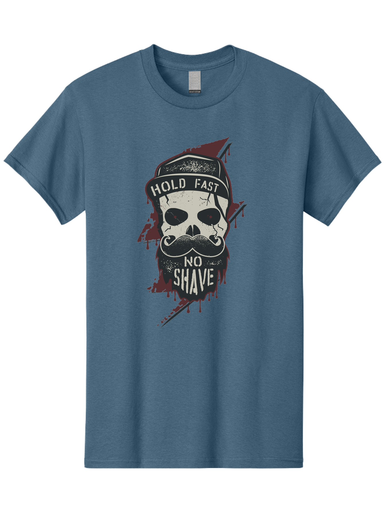 Hold-Fast-No-Shave-1 Men'S Graphic Tee, 100% Cotton, Comfortable Casual Summer Wear, Machine Washable, Skull With Beard And Mustache, Biker Skull, Grunge Style, Punk Rock Aesthetic, Edgy Design, Bold Graphics, Hold Fast, No Shave Aab937 19