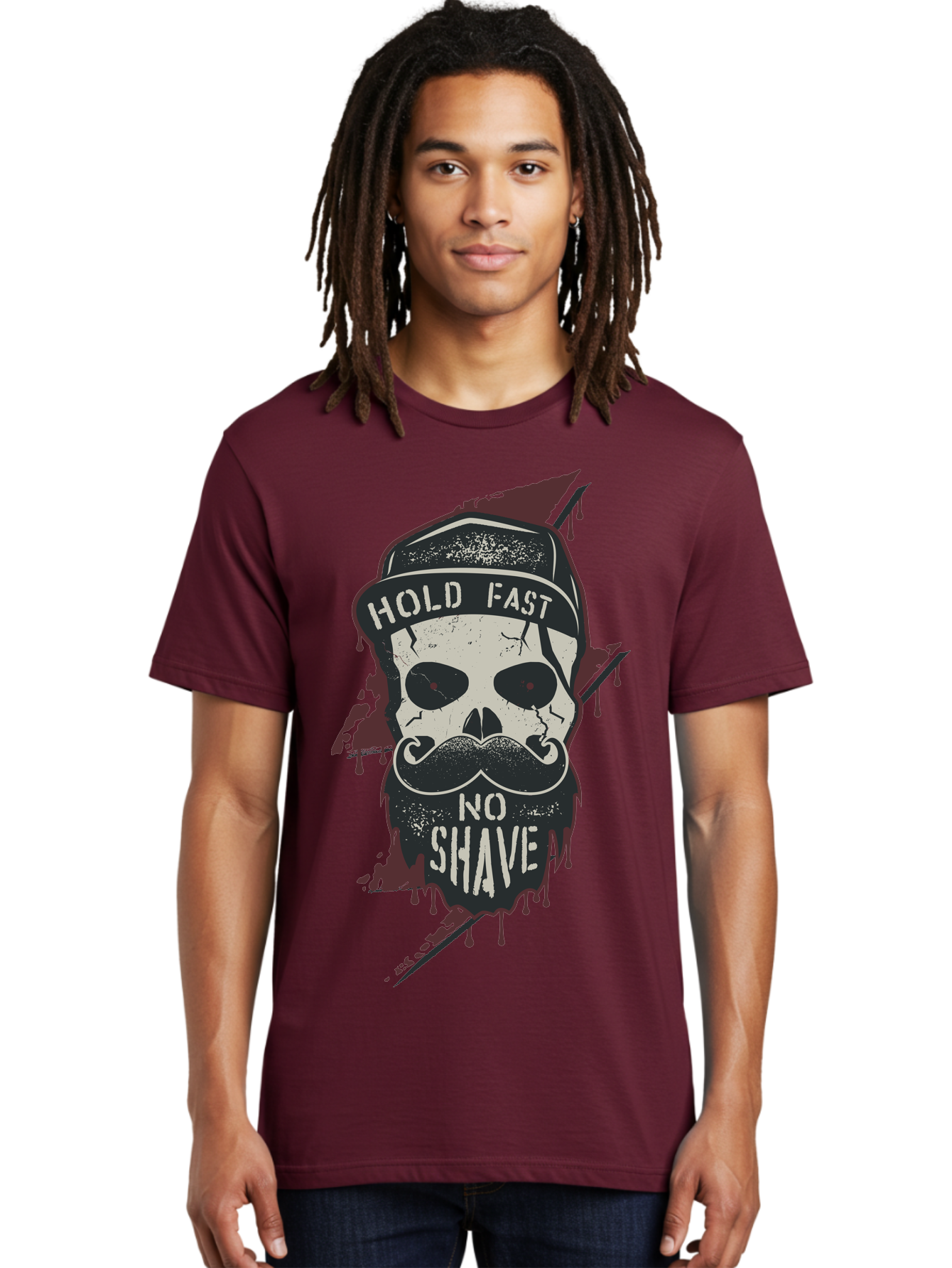 Hold-Fast-No-Shave-1 Men'S Graphic Tee, 100% Cotton, Comfortable Casual Summer Wear, Machine Washable, Skull With Beard And Mustache, Biker Skull, Grunge Style, Punk Rock Aesthetic, Edgy Design, Bold Graphics, Hold Fast, No Shave Aab937 10