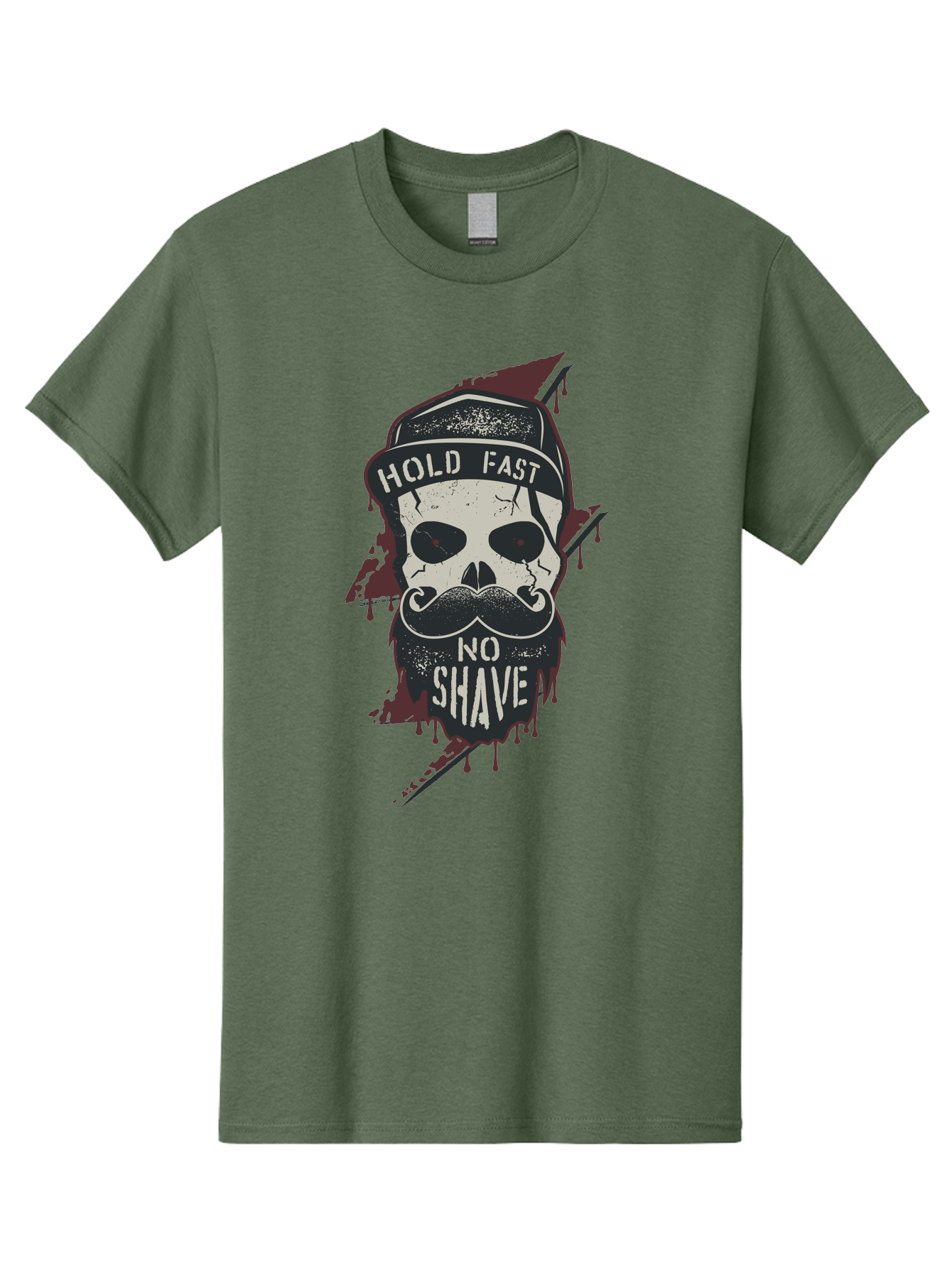 Hold-Fast-No-Shave-1 Men'S Graphic Tee, 100% Cotton, Comfortable Casual Summer Wear, Machine Washable, Skull With Beard And Mustache, Biker Skull, Grunge Style, Punk Rock Aesthetic, Edgy Design, Bold Graphics, Hold Fast, No Shave Aab937 29