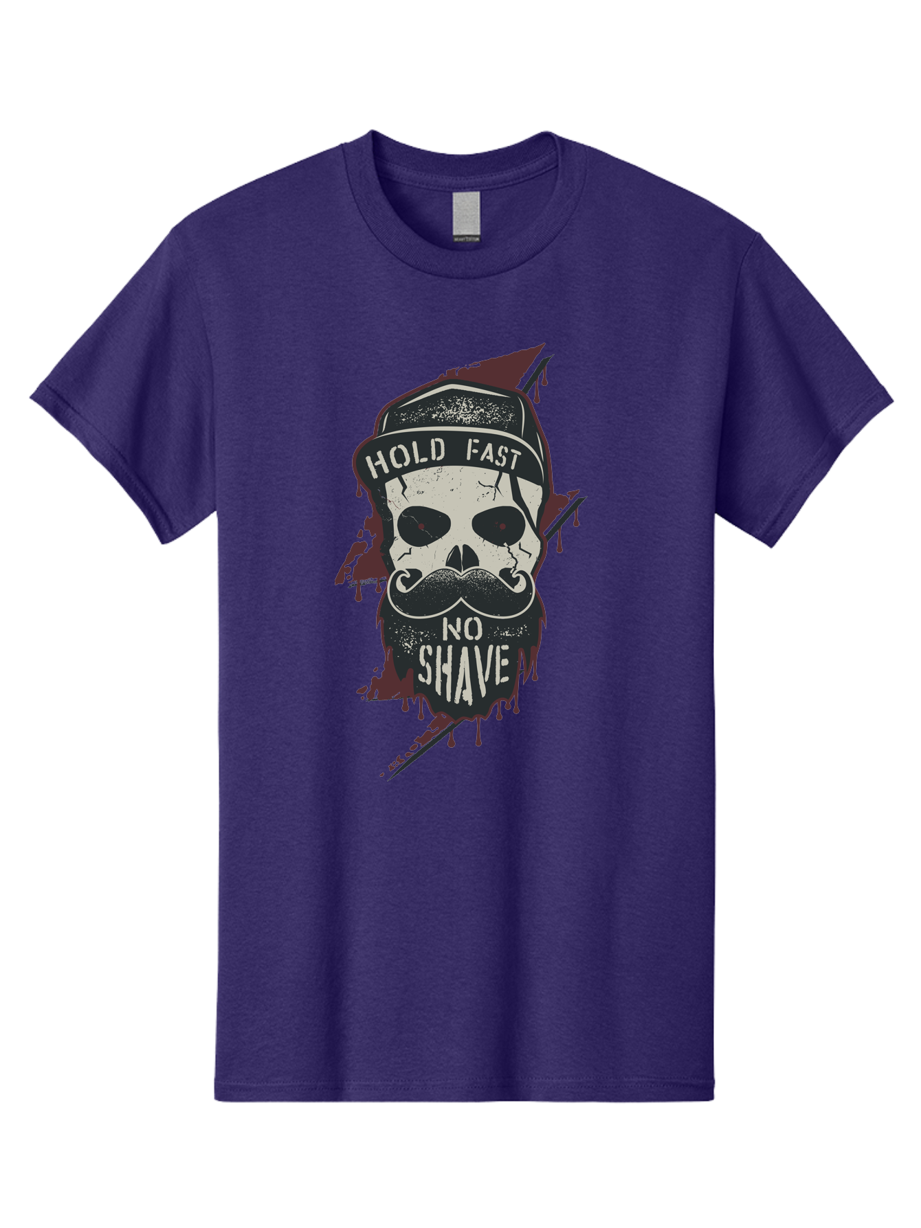 Hold-Fast-No-Shave-1 Men'S Graphic Tee, 100% Cotton, Comfortable Casual Summer Wear, Machine Washable, Skull With Beard And Mustache, Biker Skull, Grunge Style, Punk Rock Aesthetic, Edgy Design, Bold Graphics, Hold Fast, No Shave Aab937 11