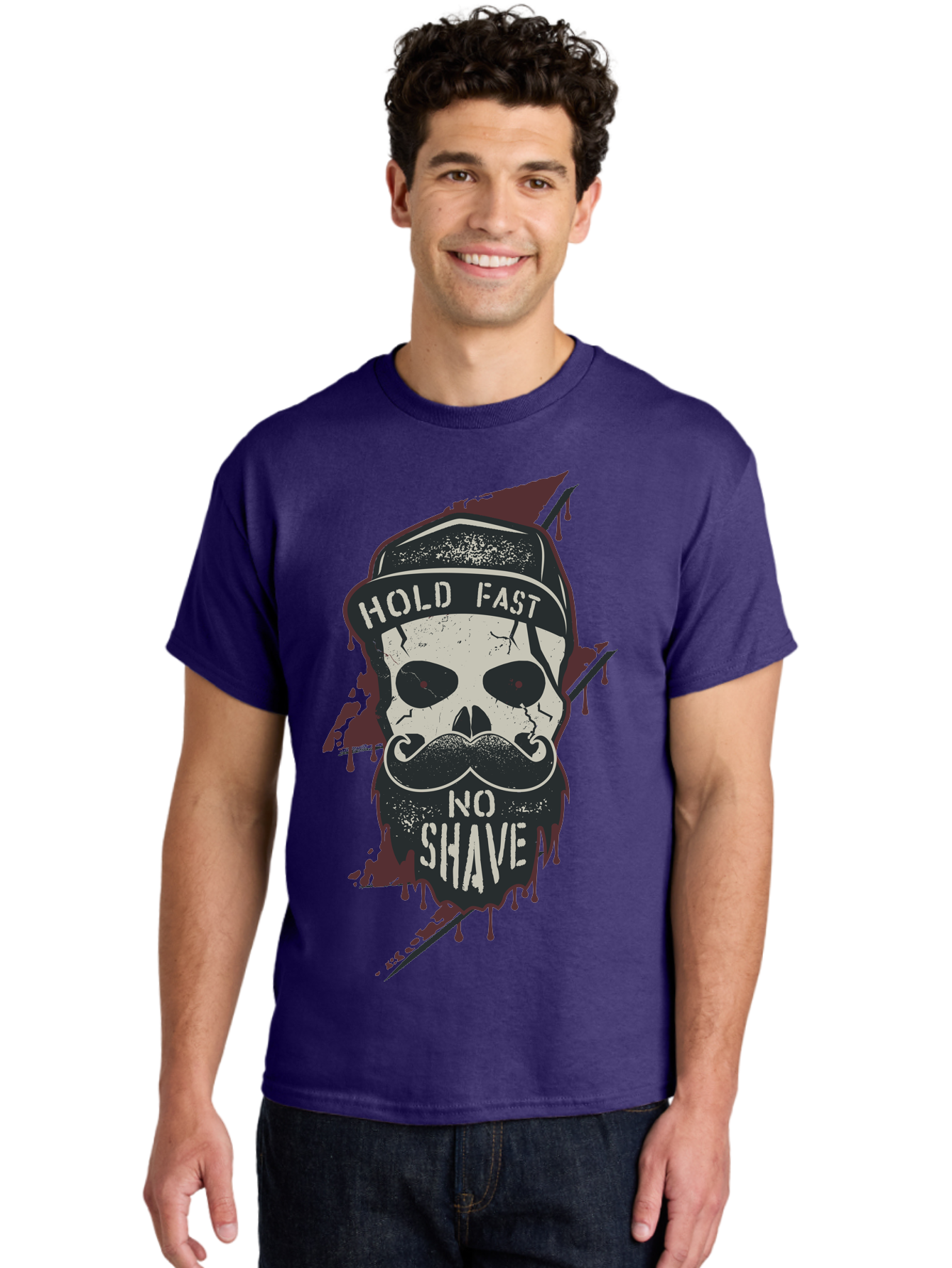 Hold-Fast-No-Shave-1 Men'S Graphic Tee, 100% Cotton, Comfortable Casual Summer Wear, Machine Washable, Skull With Beard And Mustache, Biker Skull, Grunge Style, Punk Rock Aesthetic, Edgy Design, Bold Graphics, Hold Fast, No Shave Aab937 12