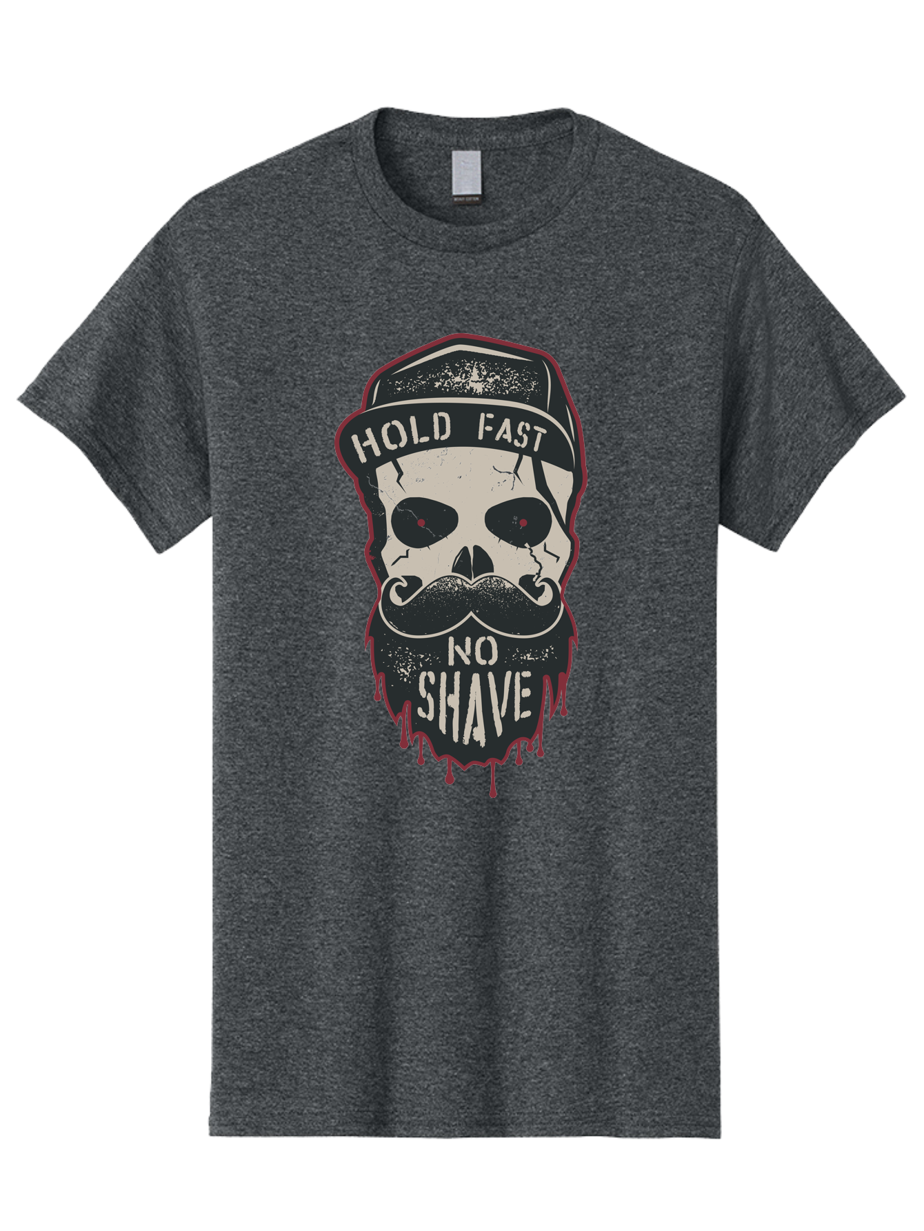 Hold-Fast-No-Shave-2 Men'S Graphic Tee, 100% Cotton, Comfortable Casual Summer Wear, Machine Washable, Skull With Beard And Mustache, Bold Typography, Edgy Design, Skull Art, Barber Culture, Grooming Inspiration, Tattoo Art, Grunge Style, Aab938 17