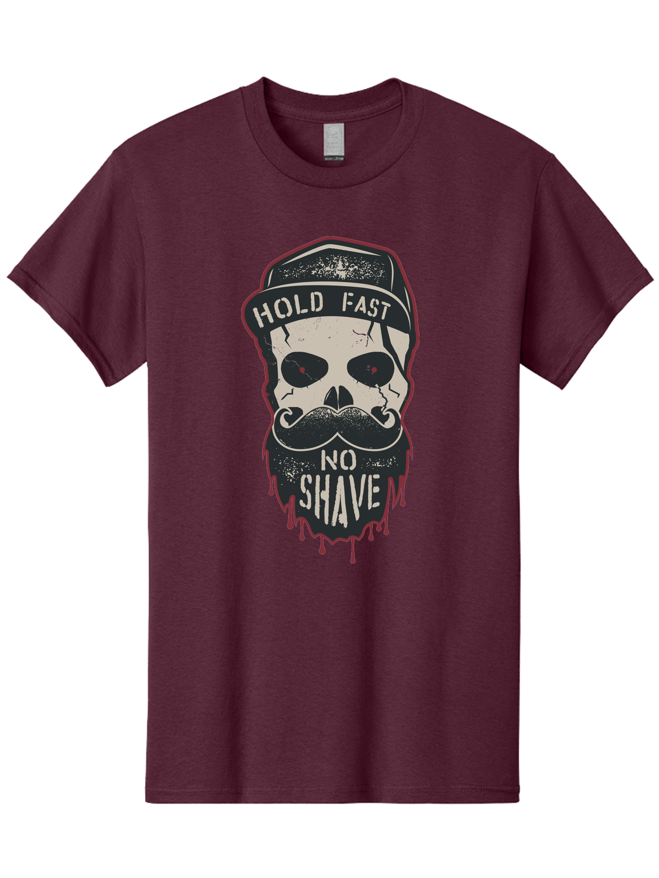 Hold-Fast-No-Shave-2 Men'S Graphic Tee, 100% Cotton, Comfortable Casual Summer Wear, Machine Washable, Skull With Beard And Mustache, Bold Typography, Edgy Design, Skull Art, Barber Culture, Grooming Inspiration, Tattoo Art, Grunge Style, Aab938 27